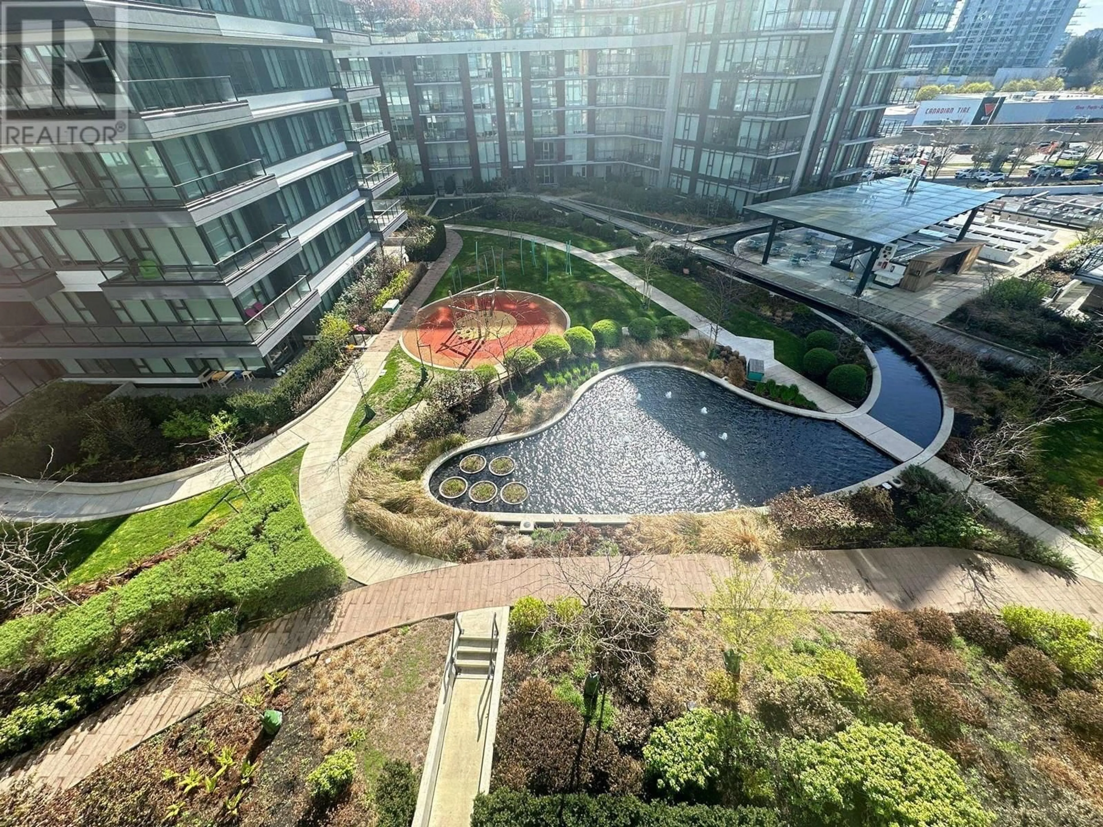 A pic from outside/outdoor area/front of a property/back of a property/a pic from drone, city buildings view from balcony for 301 - 8160 MCMYN WAY, Richmond British Columbia V6X0V2