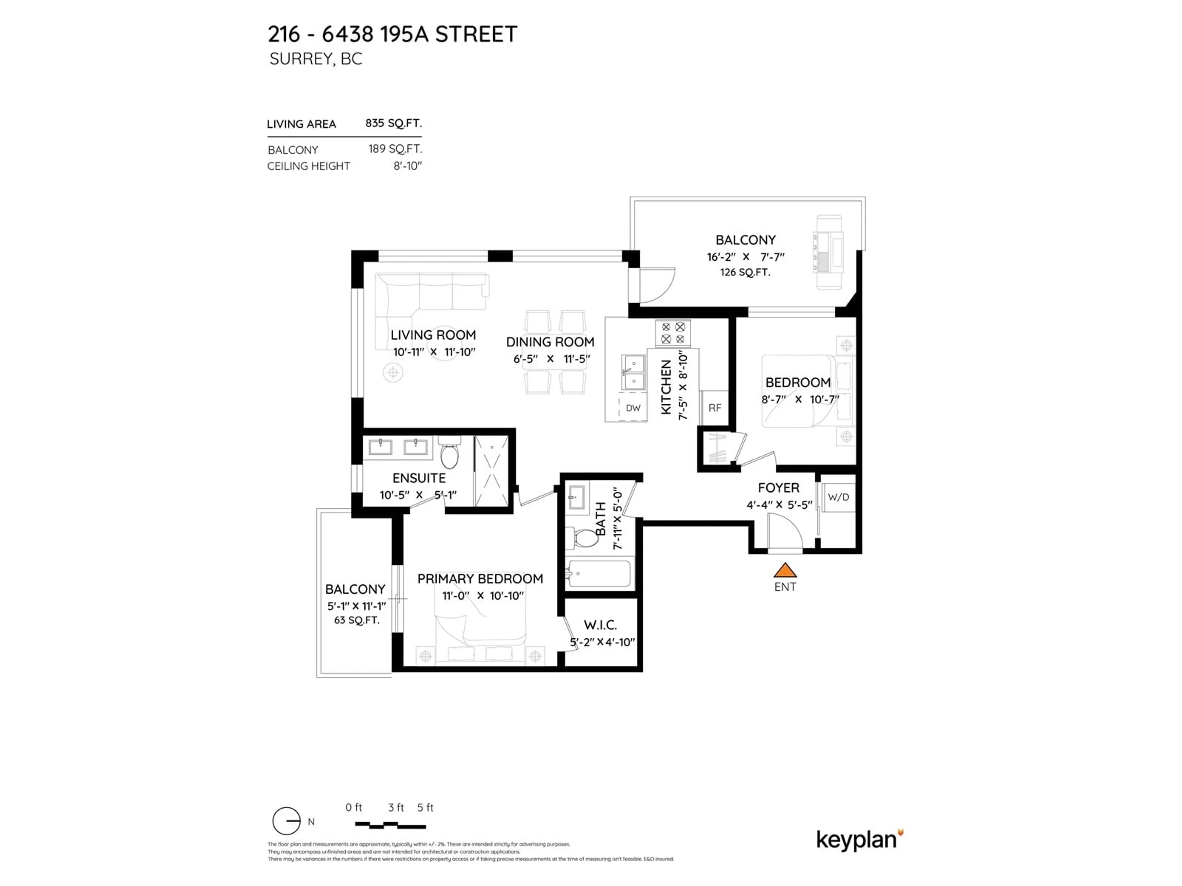 Floor plan for 216 - 6438 195A, Surrey British Columbia V4N6R5