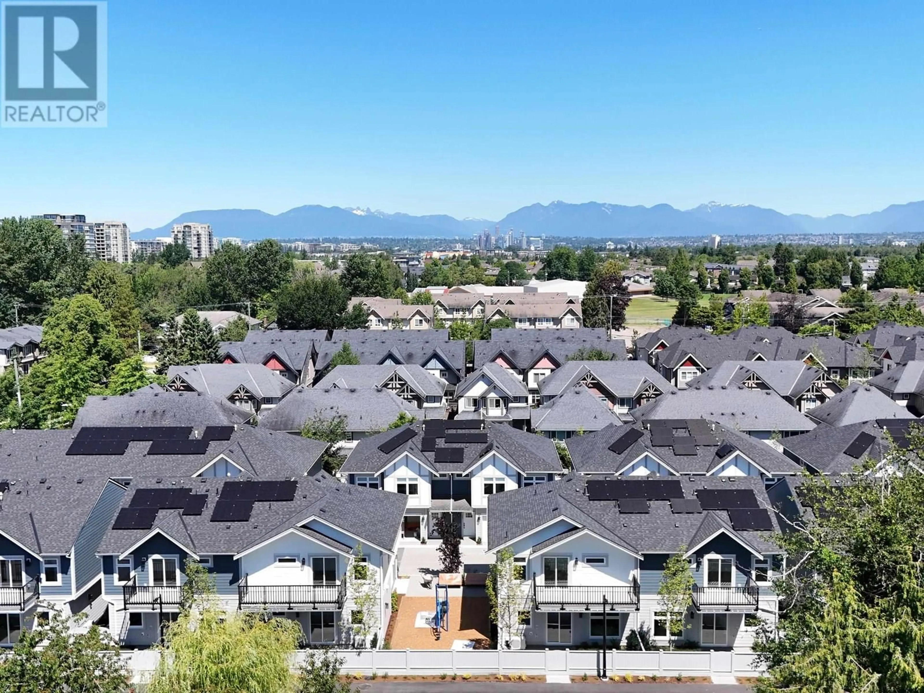 A pic from outside/outdoor area/front of a property/back of a property/a pic from drone, mountain view for 1 - 7100 ASH STREET, Richmond British Columbia V6Y0N4
