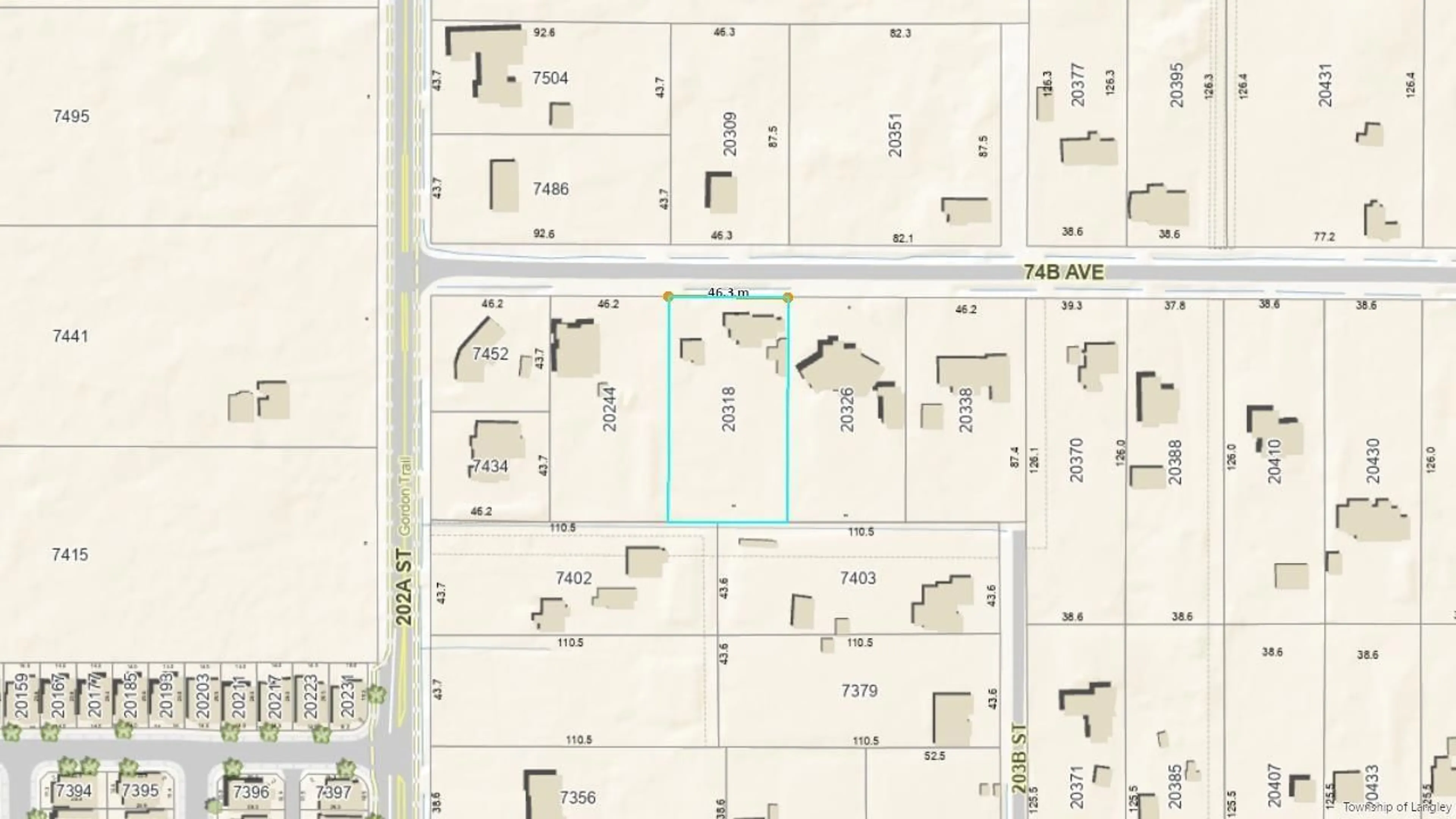 Picture of a map for 20318 74B, Langley British Columbia V2Y1V4