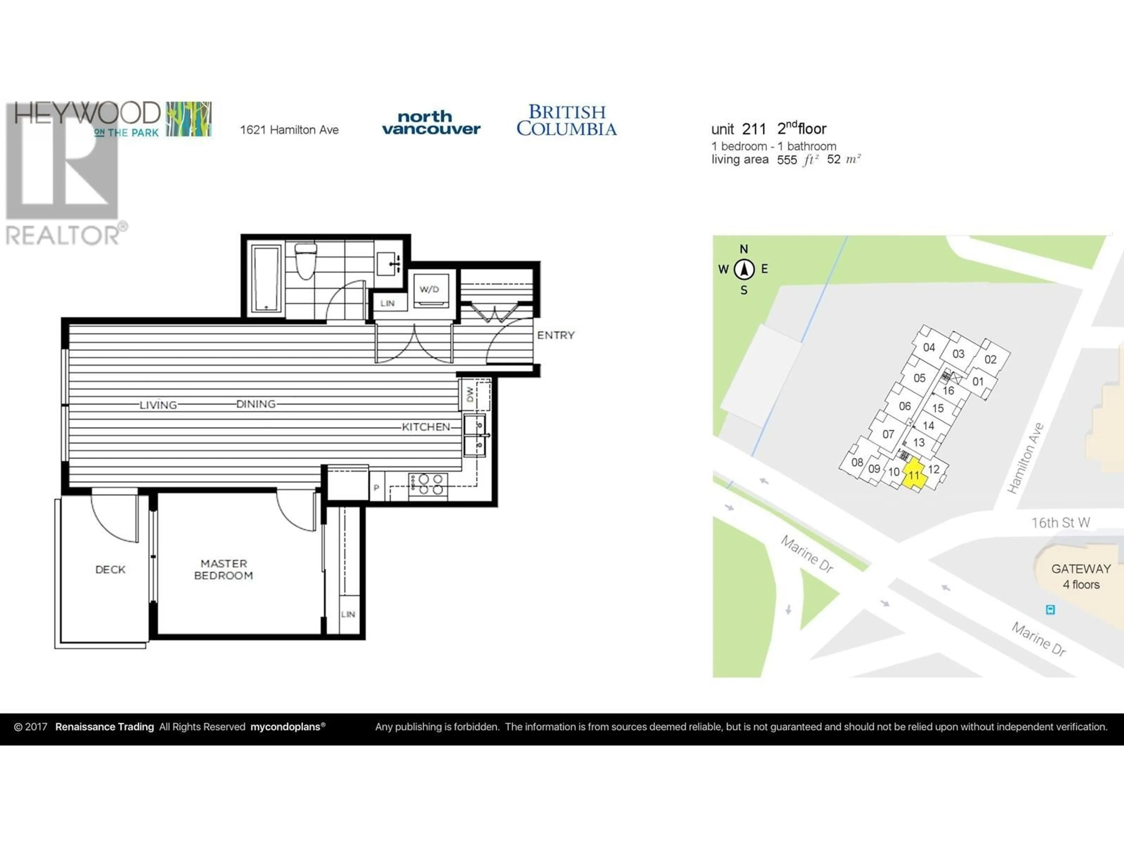 Floor plan for 211 - 1621 HAMILTON AVENUE, North Vancouver British Columbia V7P0B6