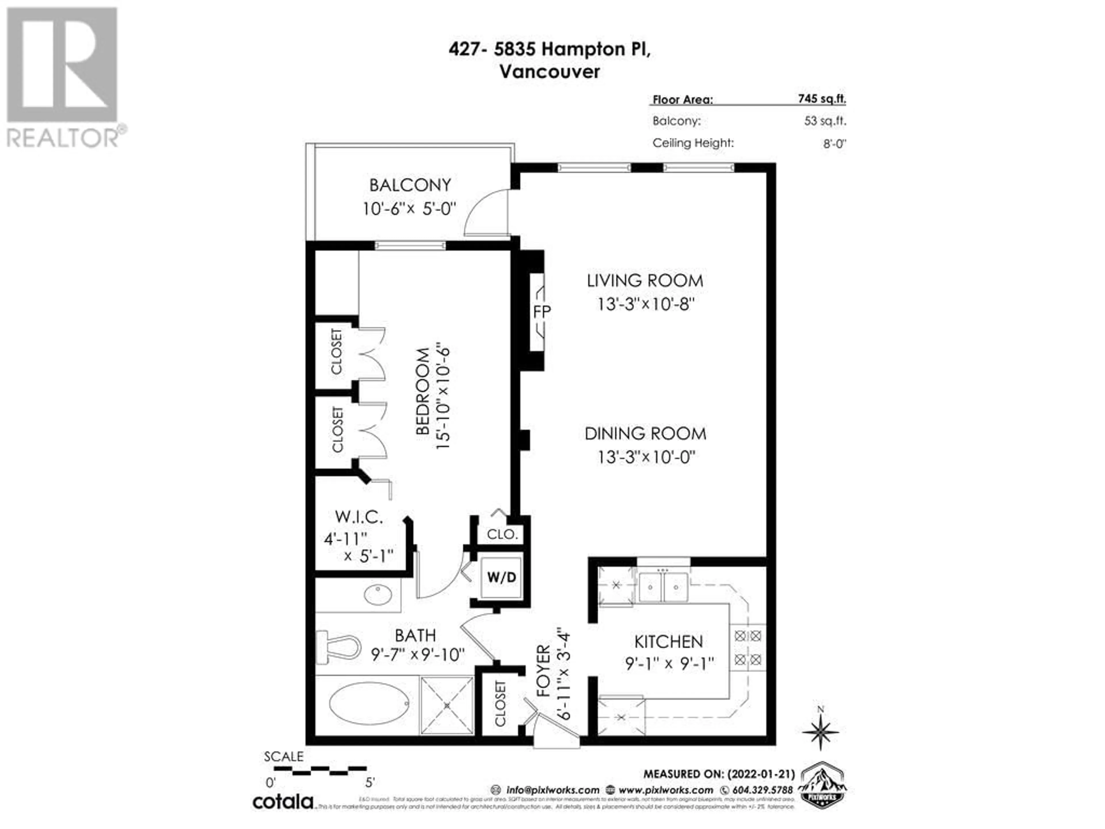 Floor plan for 427 - 5835 HAMPTON PLACE, Vancouver British Columbia V6T2G2