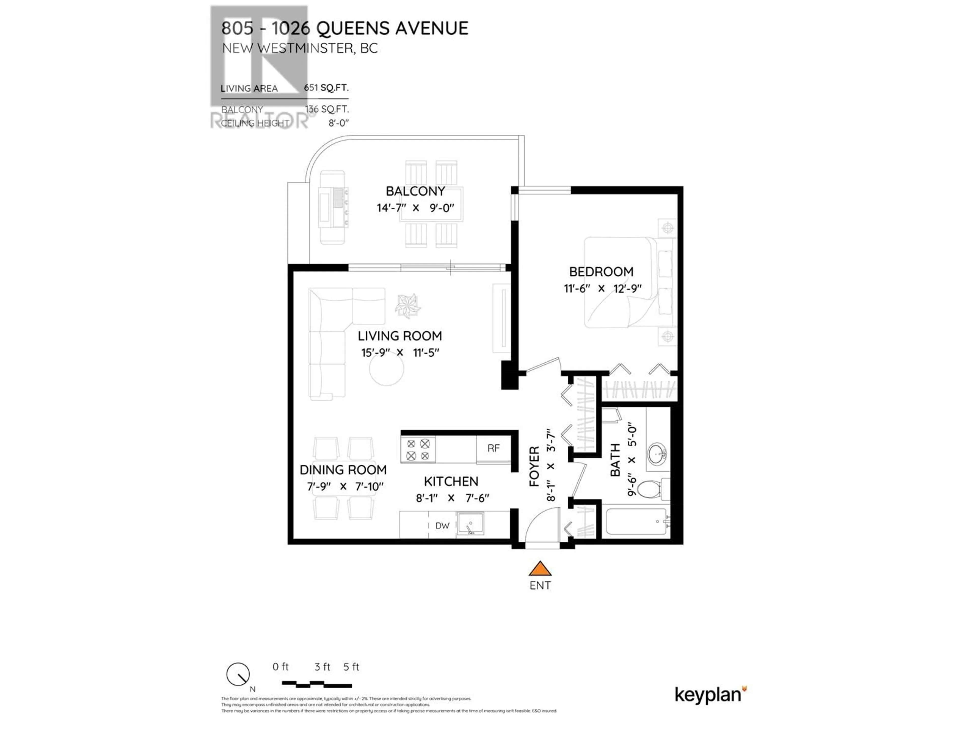 Floor plan for 805 - 1026 QUEENS AVENUE, New Westminster British Columbia V3M6B2