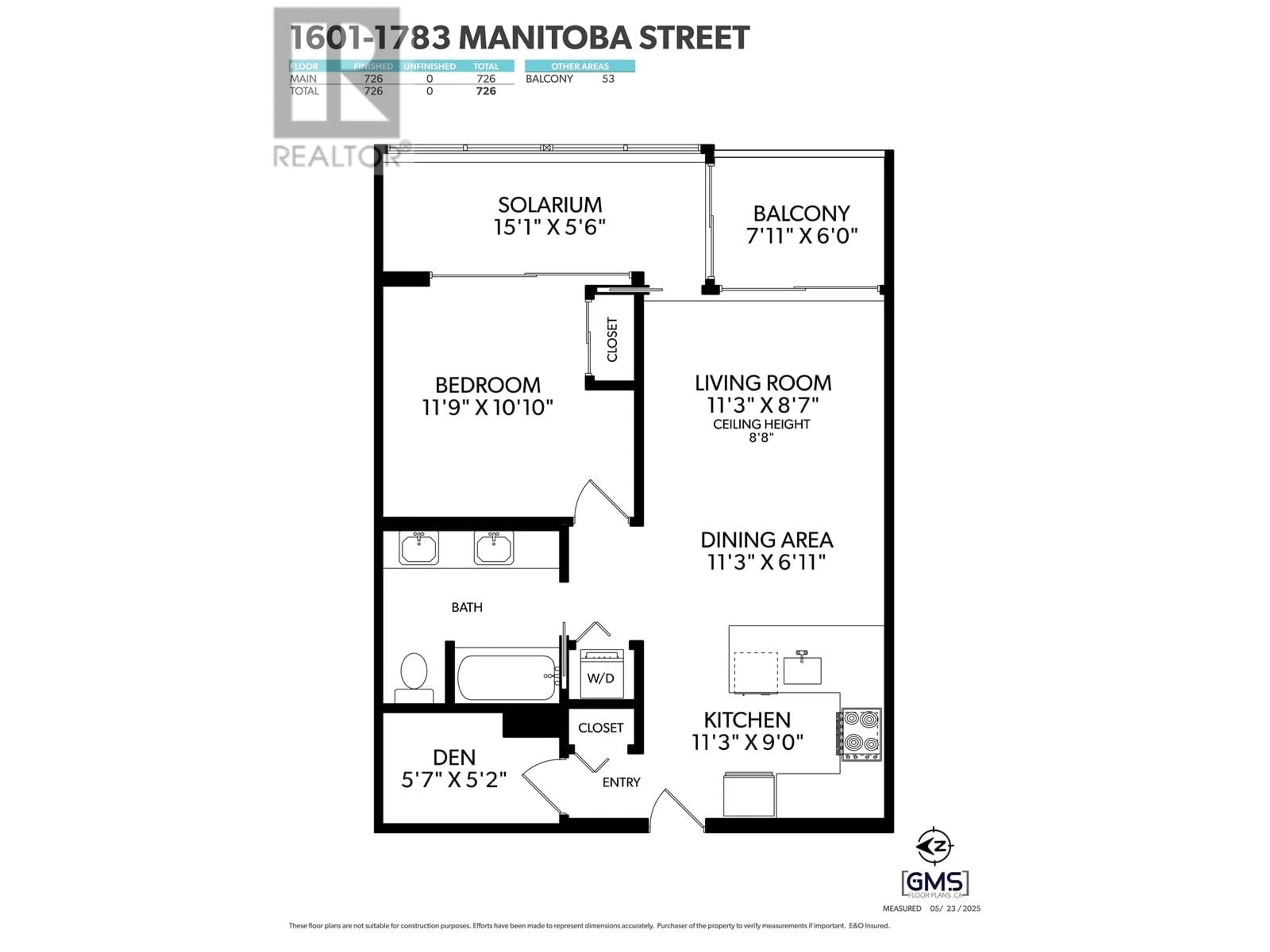 Floor plan for 1601 - 1783 MANITOBA STREET, Vancouver British Columbia V5Y0K1