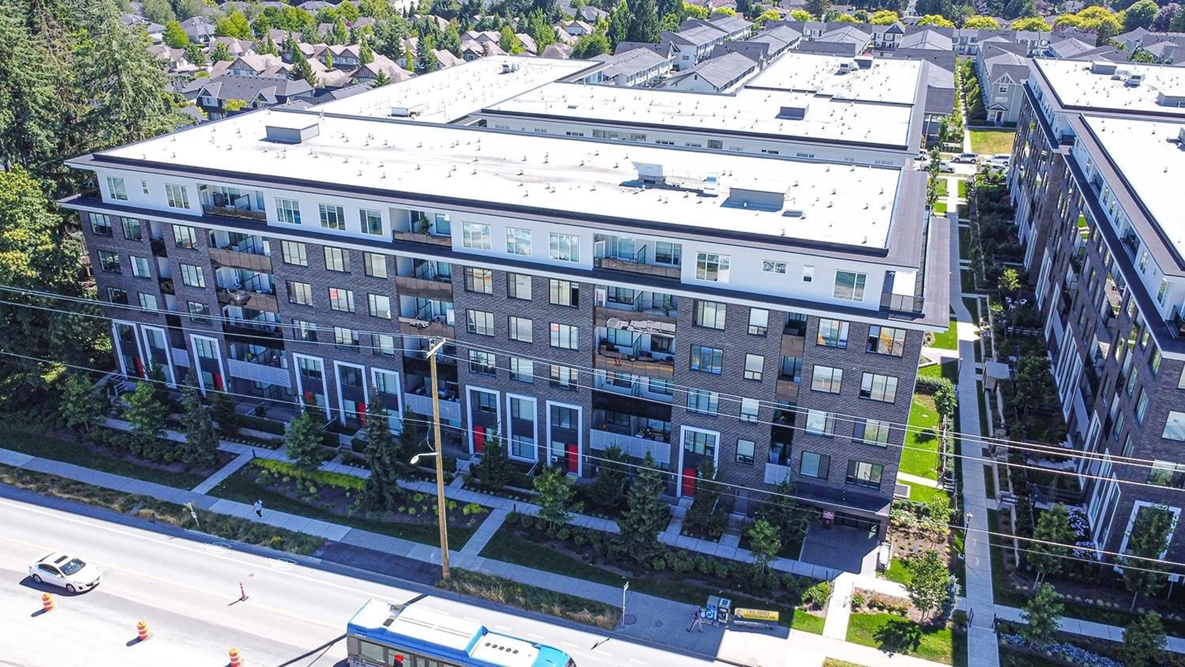 A pic from outside/outdoor area/front of a property/back of a property/a pic from drone, city buildings view from balcony for 610 - 15858 FRASER, Surrey British Columbia V4N6X4