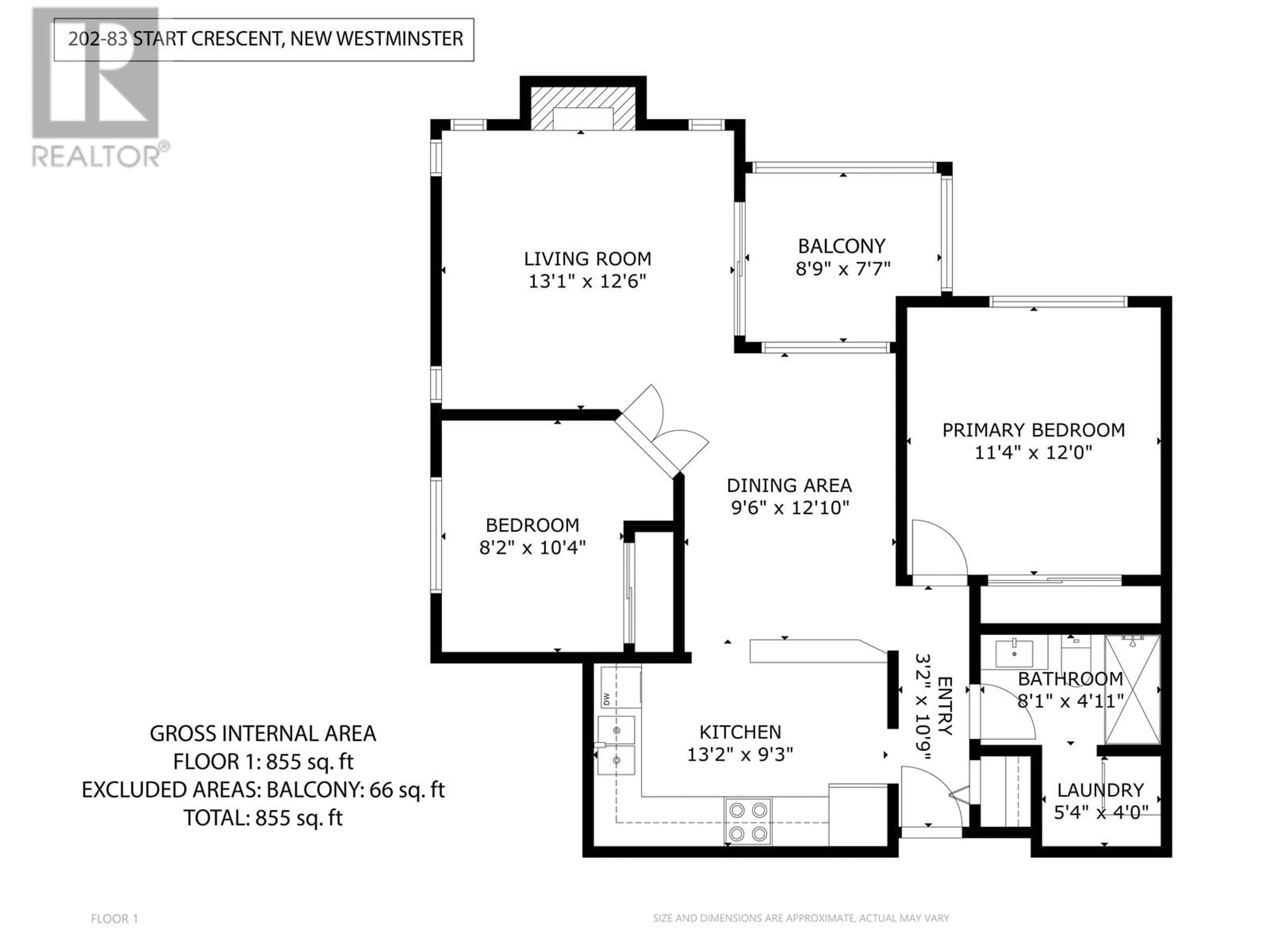 Floor plan for 202 - 83 STAR CRESCENT, New Westminster British Columbia V3M6X8