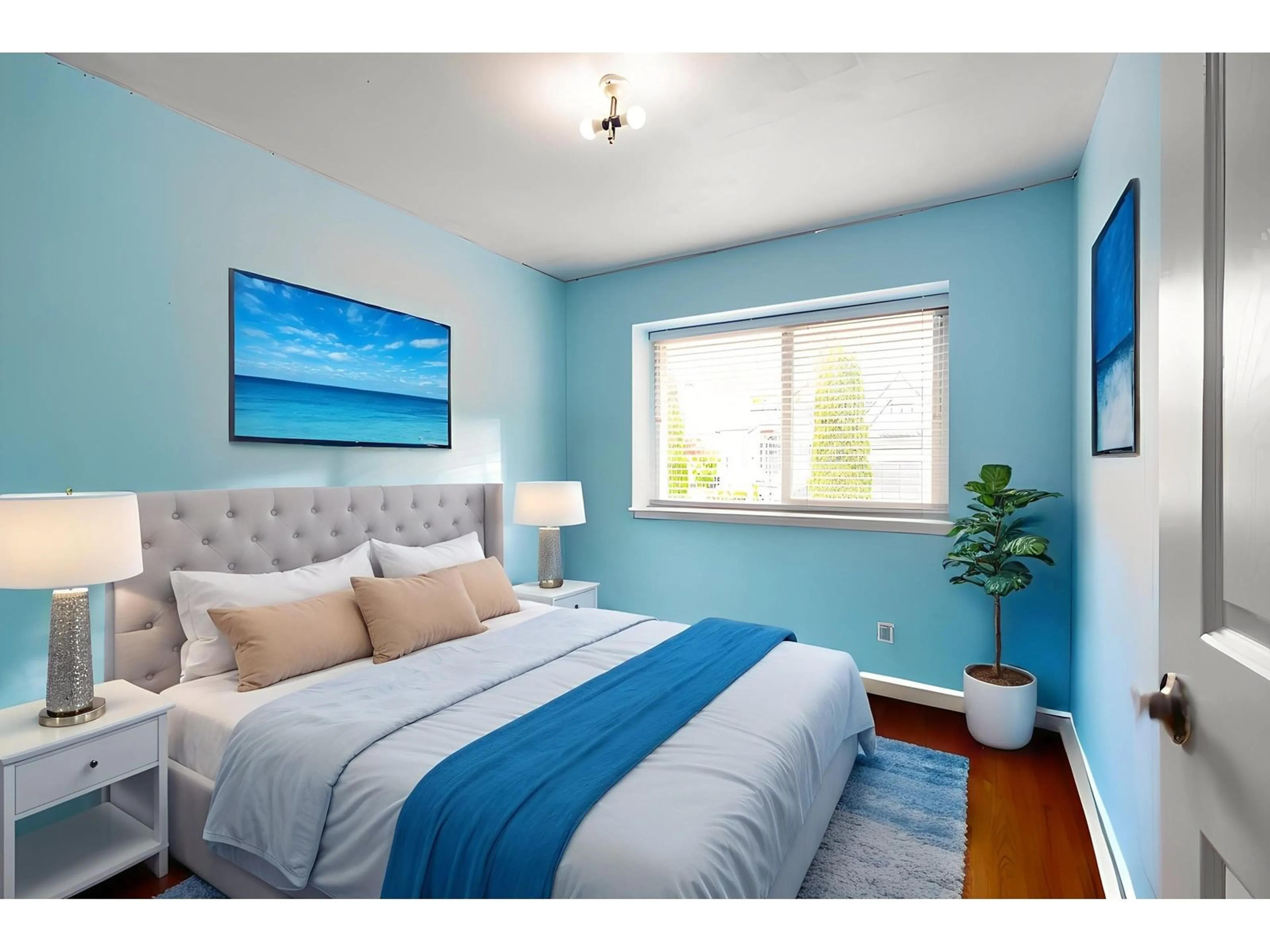 Bedroom with bed, wood/laminate floor for 9462 159A, Surrey British Columbia V4N2L9