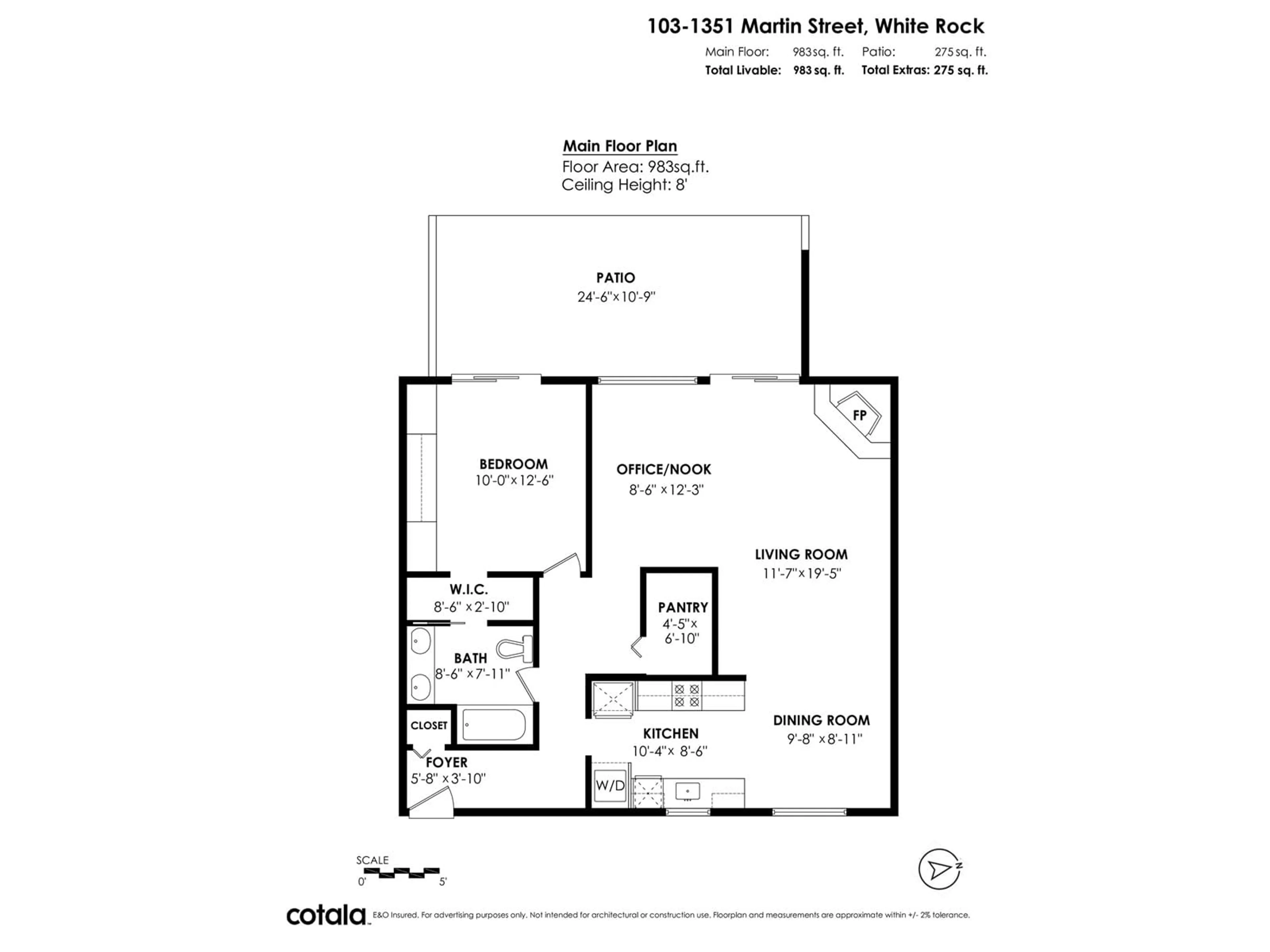 Floor plan for 103 - 1351 MARTIN, White Rock British Columbia V4A6Y8