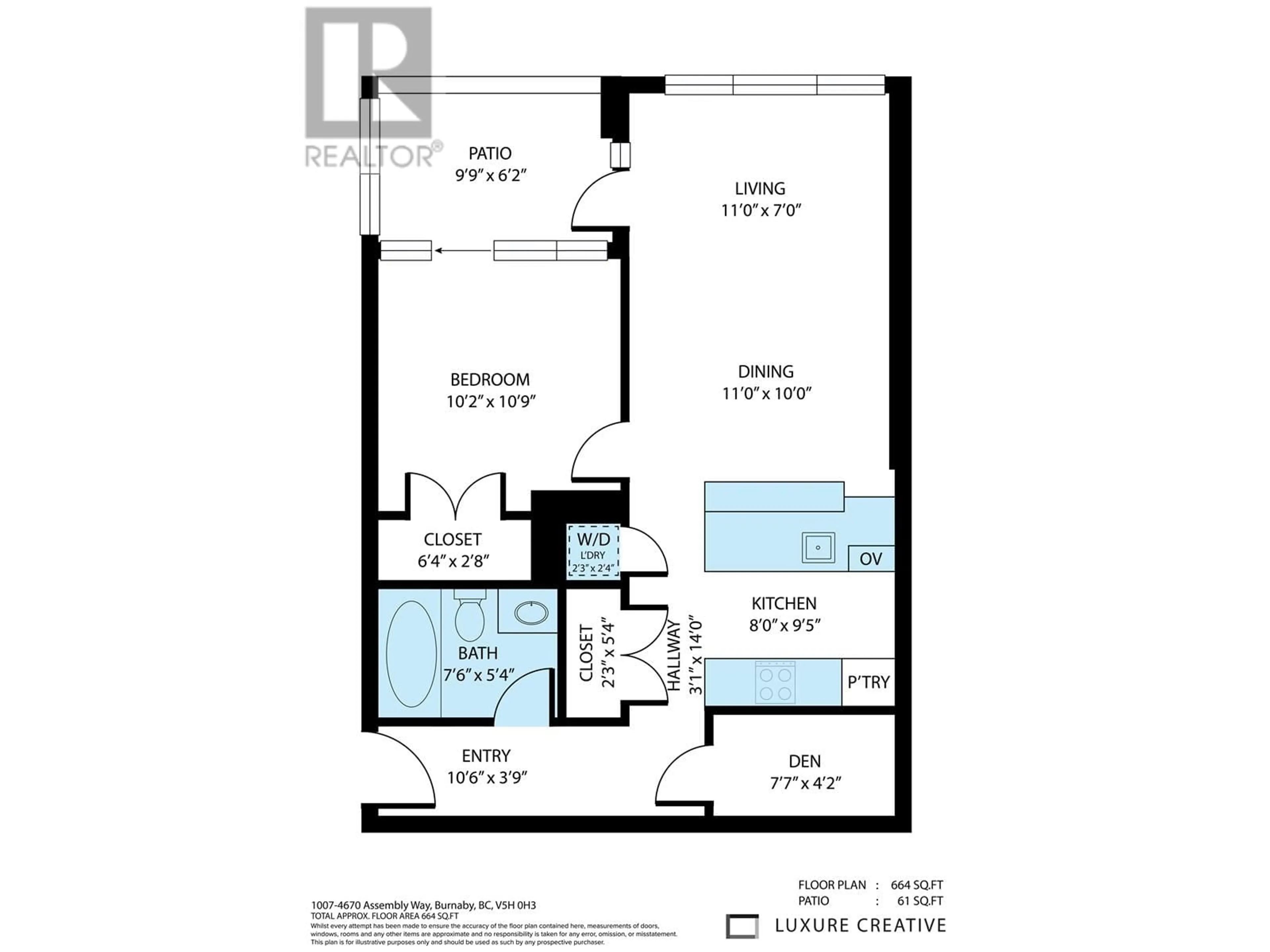 Floor plan for 1007 - 4670 ASSEMBLY WAY, Burnaby British Columbia V5H0H3