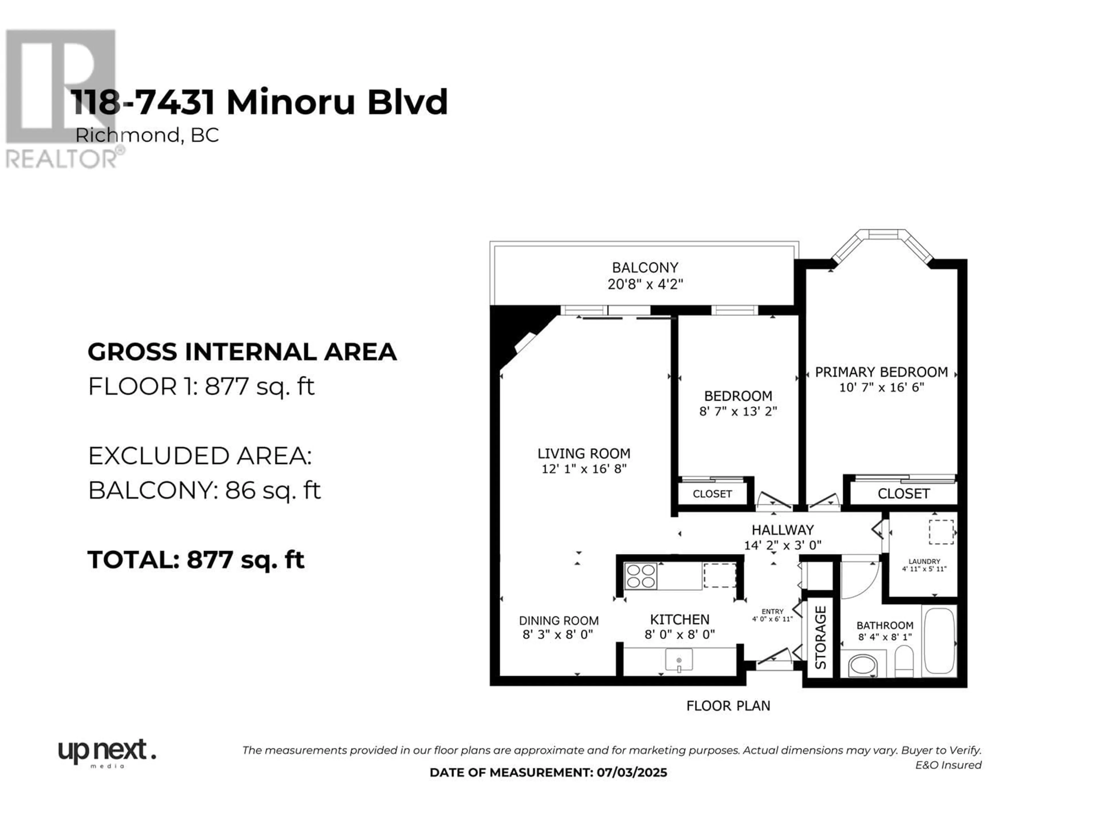 Floor plan for 118 - 7431 MINORU BOULEVARD, Richmond British Columbia V6Y1Z3