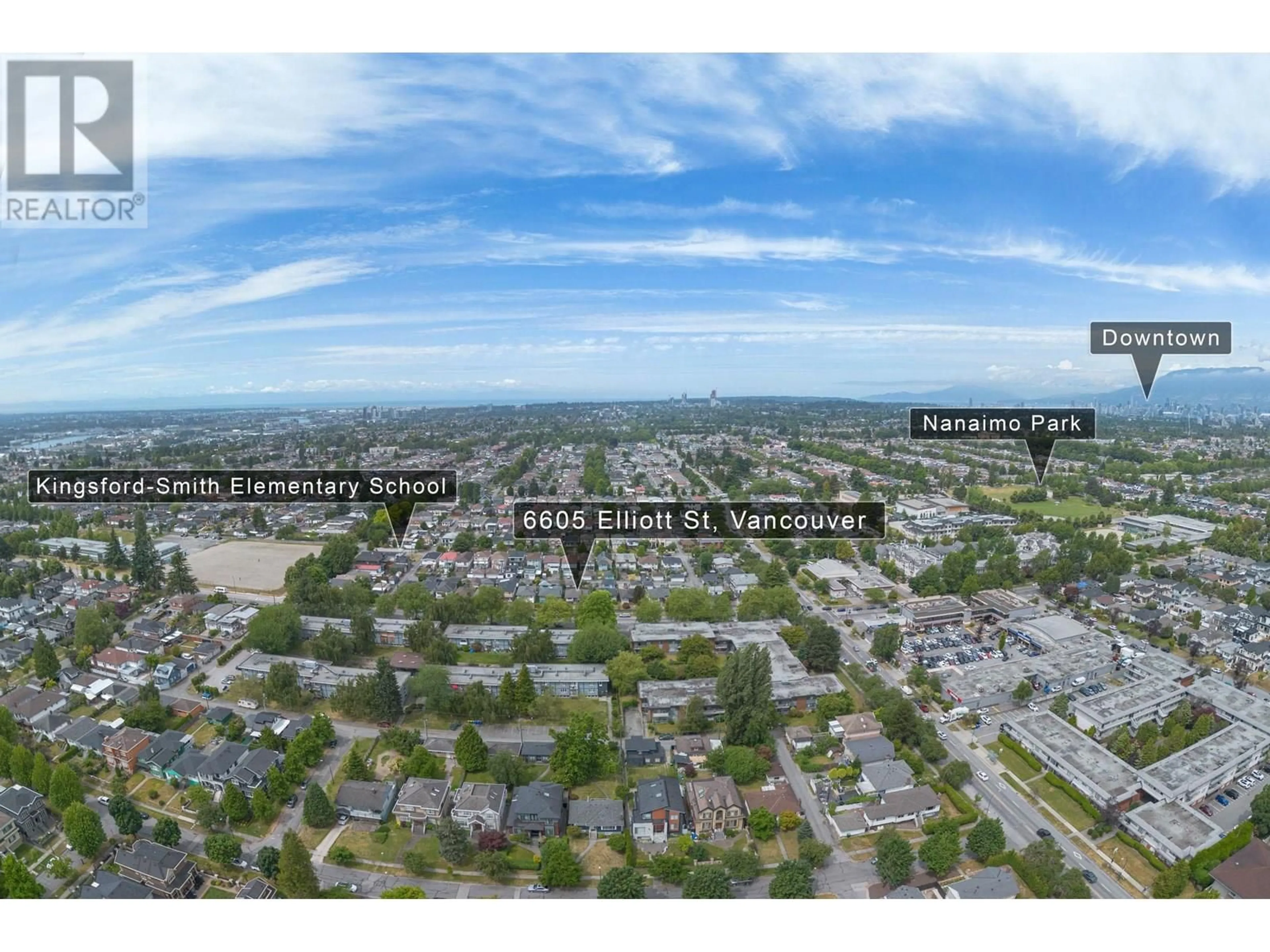 A pic from outside/outdoor area/front of a property/back of a property/a pic from drone, unknown for 6605 ELLIOTT STREET, Vancouver British Columbia V5S2M6