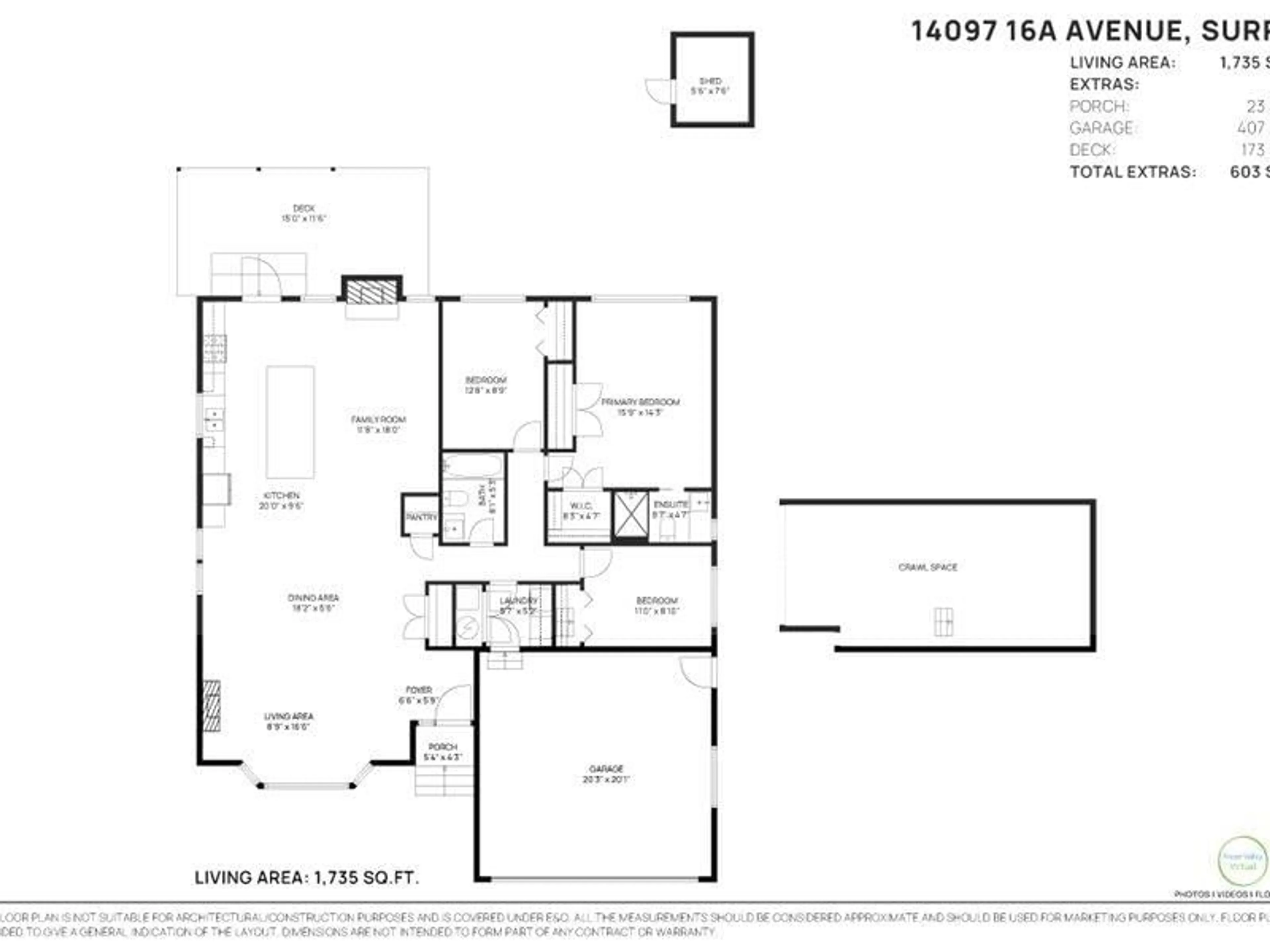 Floor plan for 14097 16A, Surrey British Columbia V4A8K2