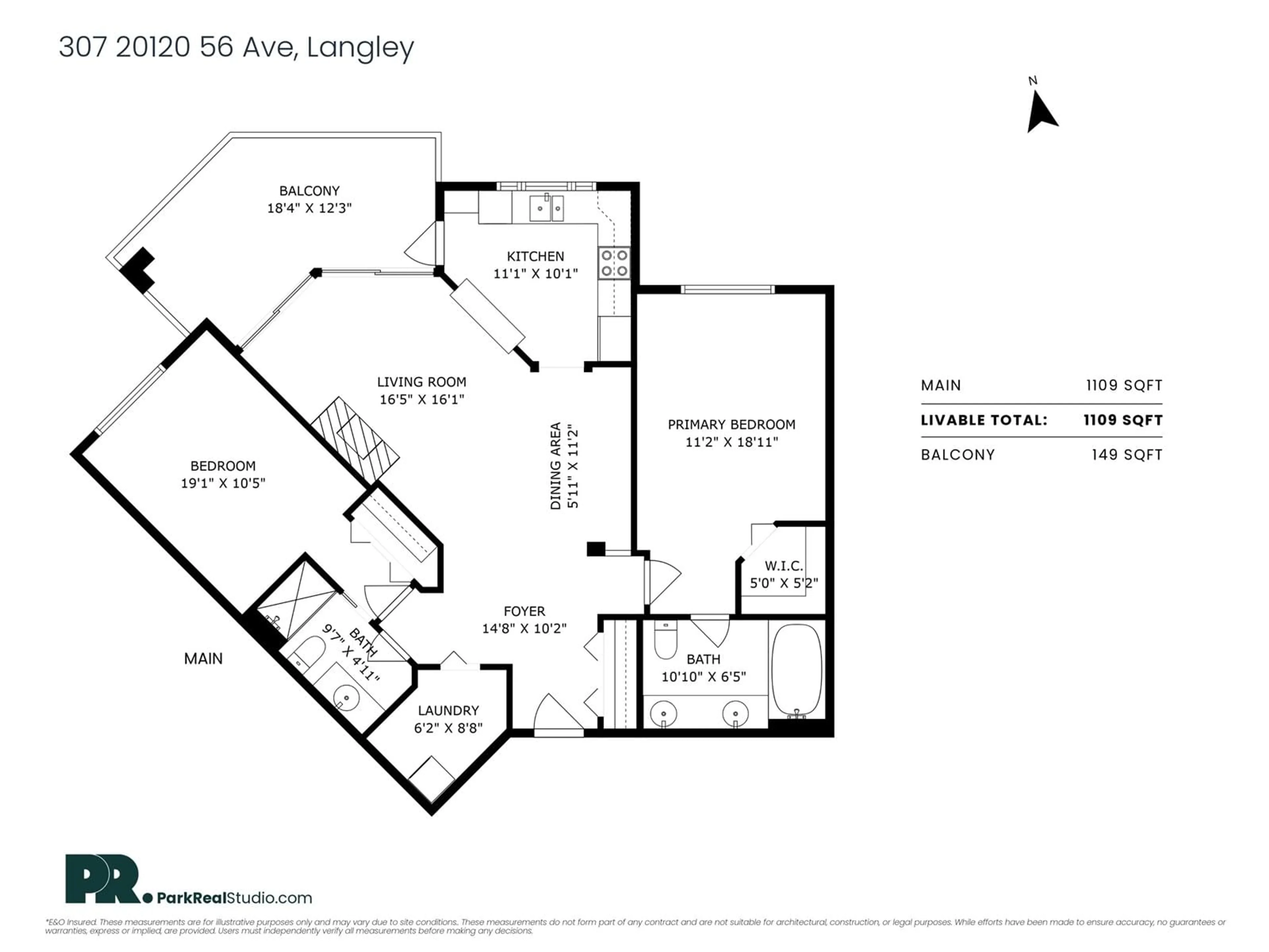 Floor plan for 307 - 20120 56, Langley British Columbia V3A3Y4