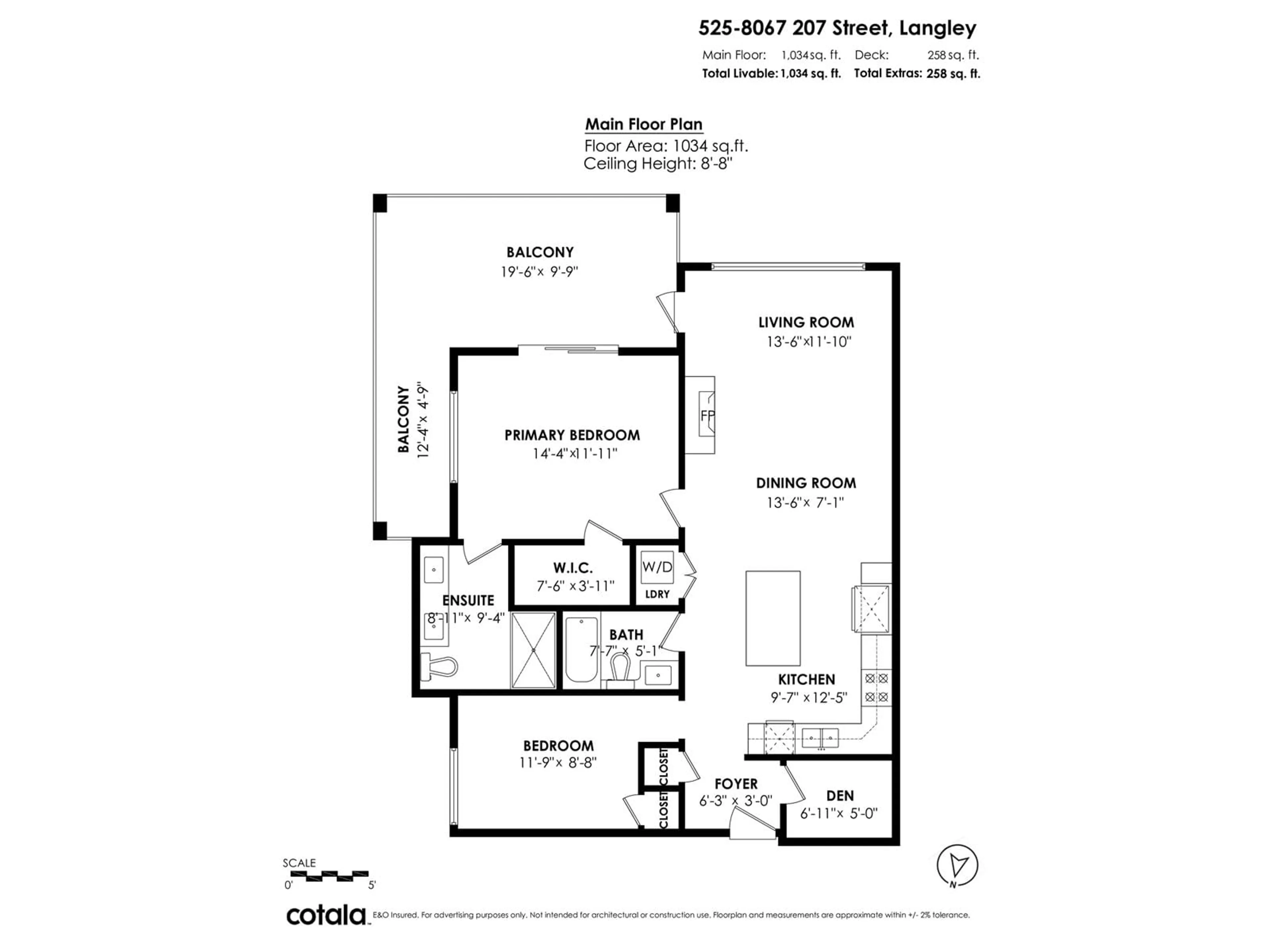Floor plan for 525 - 8067 207, Langley British Columbia V3Y0P1