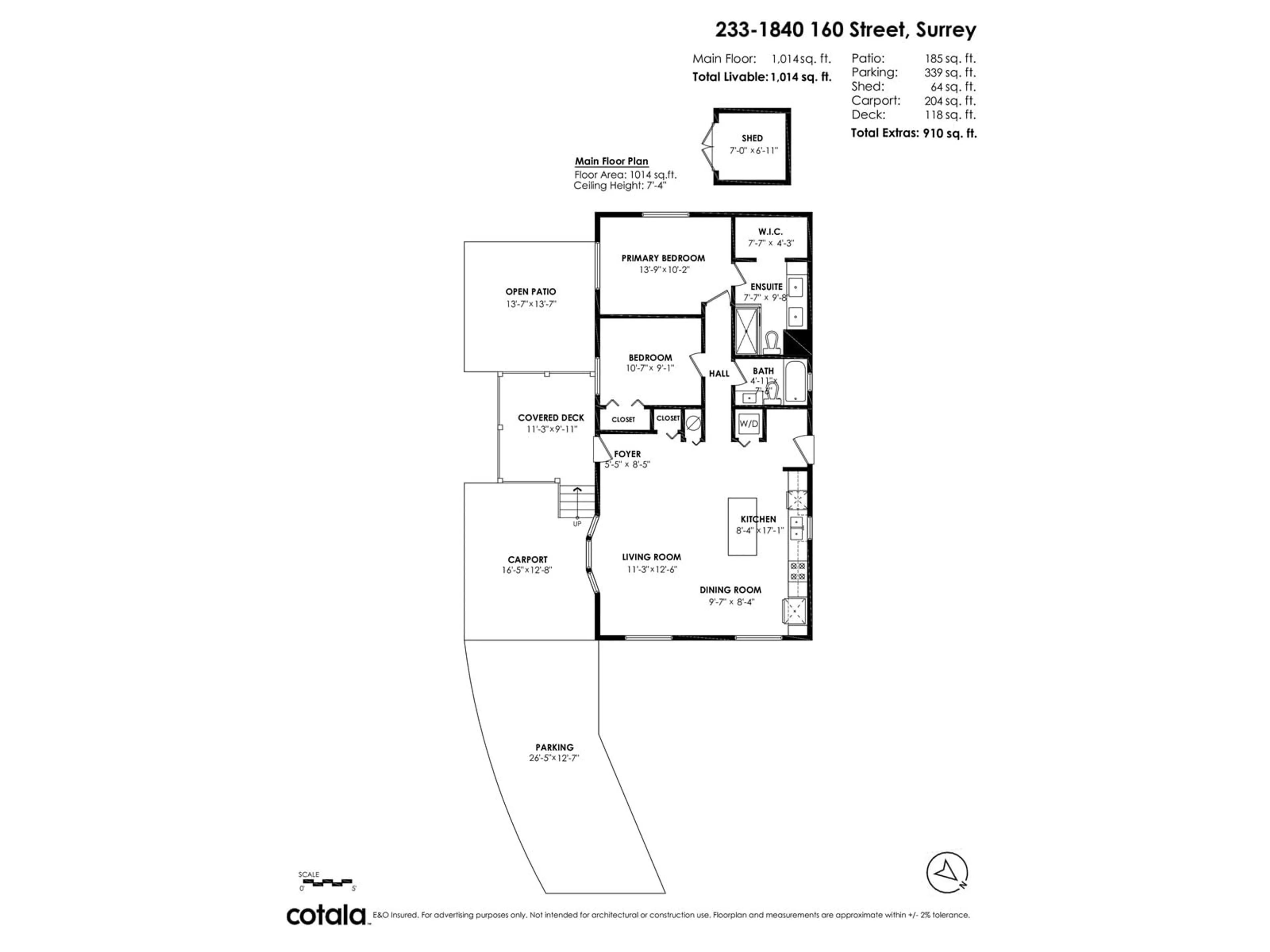 Floor plan for 233 - 1840 160, Surrey British Columbia V4A4X4