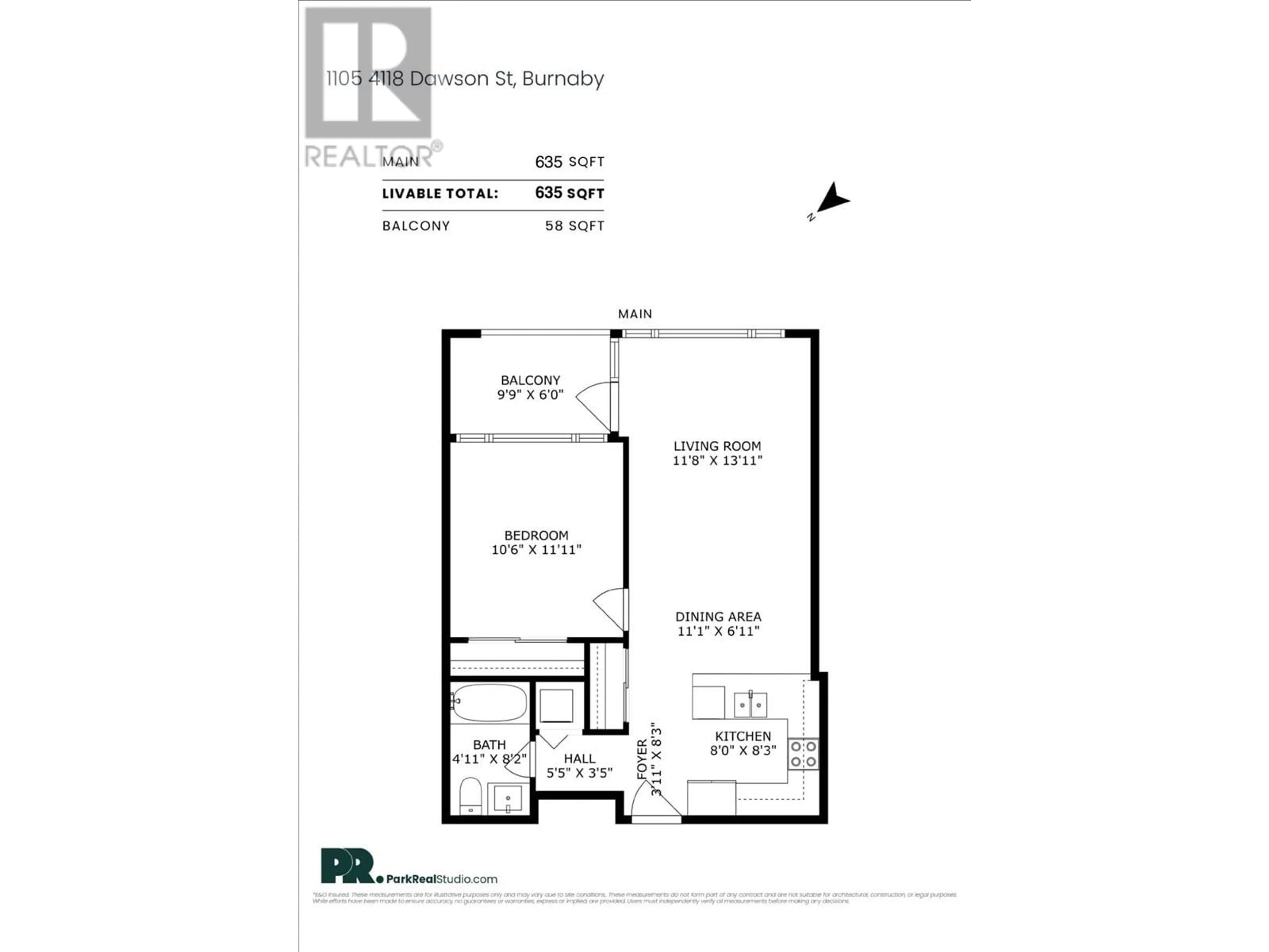 Floor plan for 1105 - 4118 DAWSON STREET, Burnaby British Columbia V5C0A3
