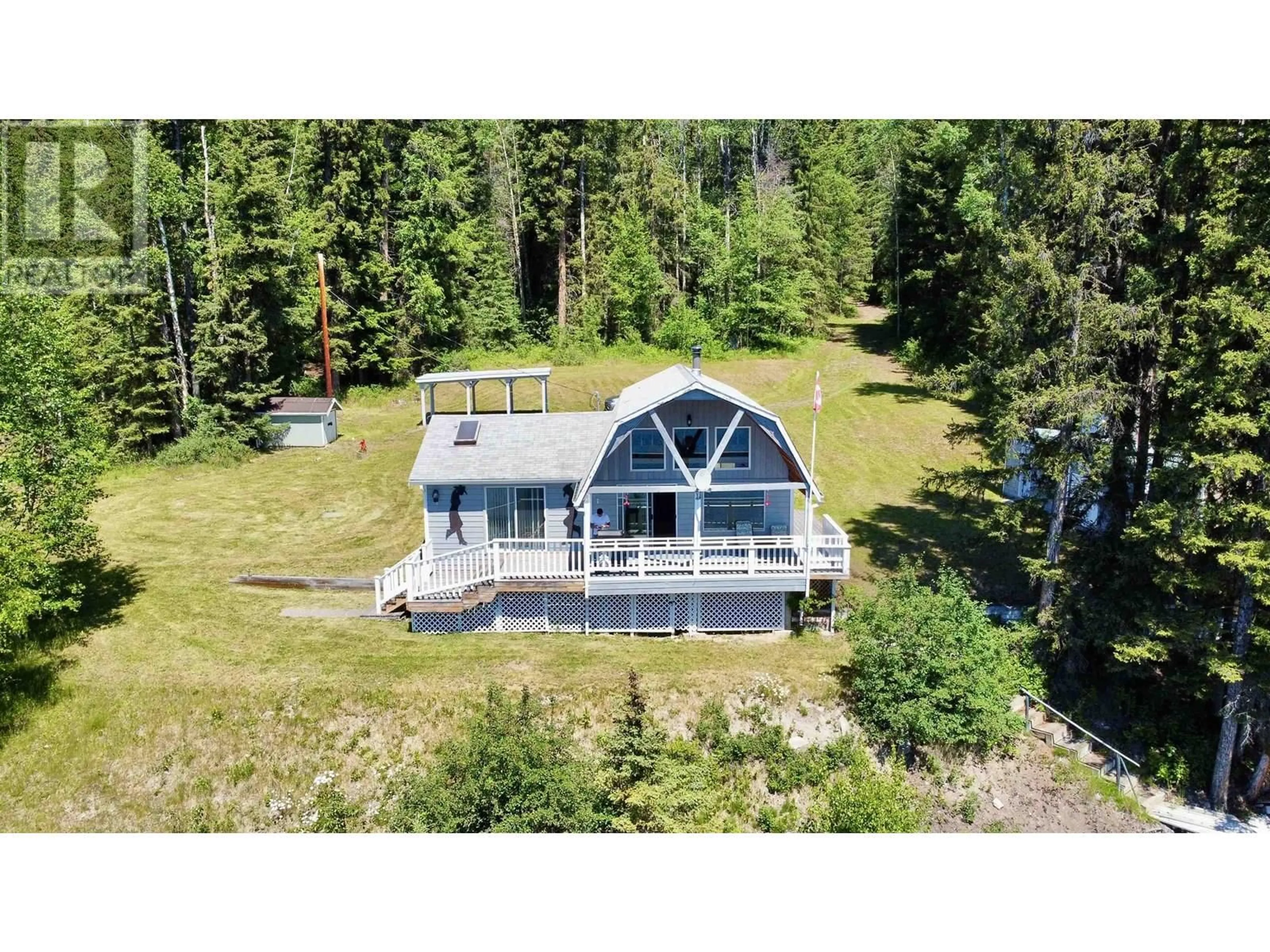 A pic from outside/outdoor area/front of a property/back of a property/a pic from drone, water/lake/river/ocean view for 5772 TIMOTHY LAKE ROAD, Lac La Hache British Columbia V0K1T0