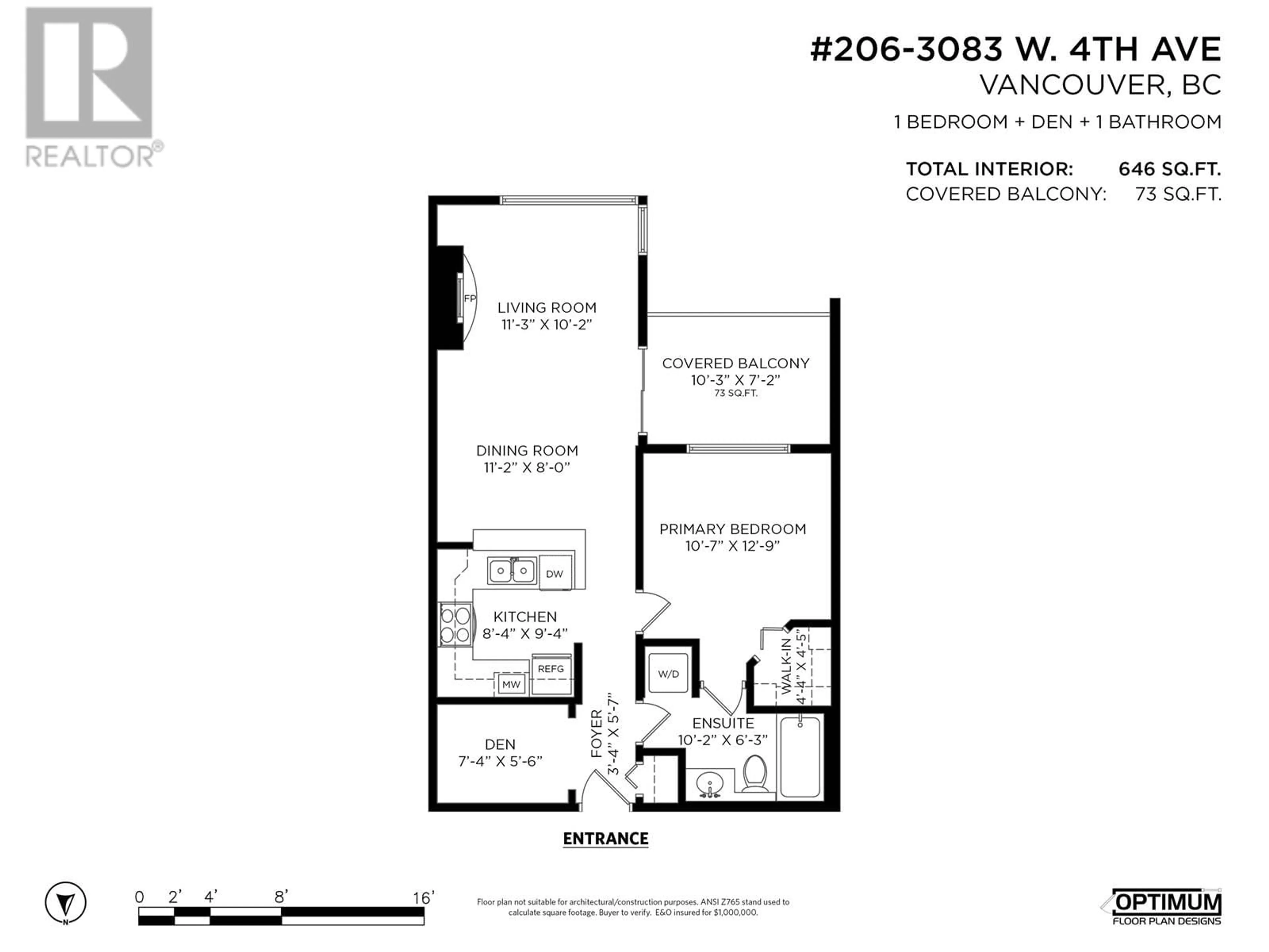 Floor plan for 206 - 3083 4TH AVENUE, Vancouver British Columbia V6K1R5
