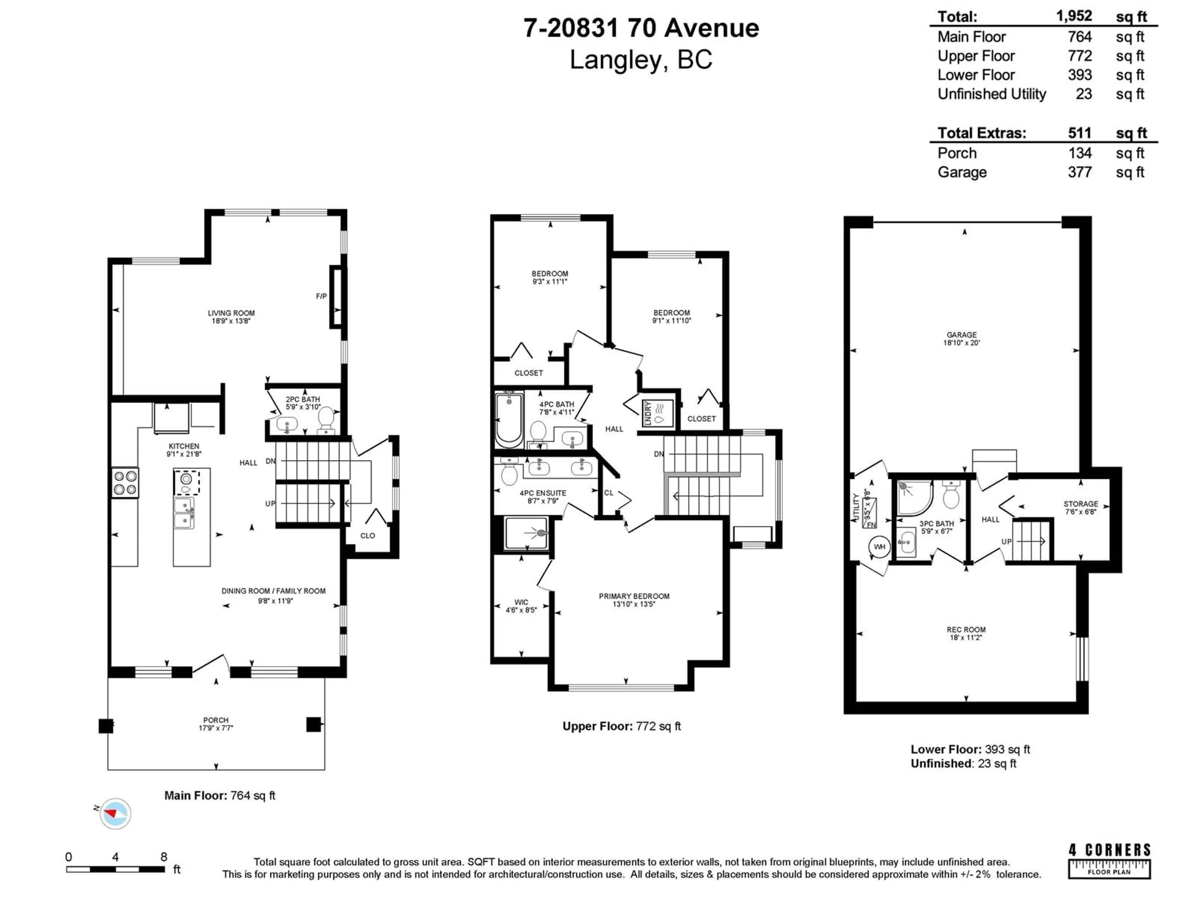 Floor plan for 7 - 20831 70, Langley British Columbia V2Y0H1