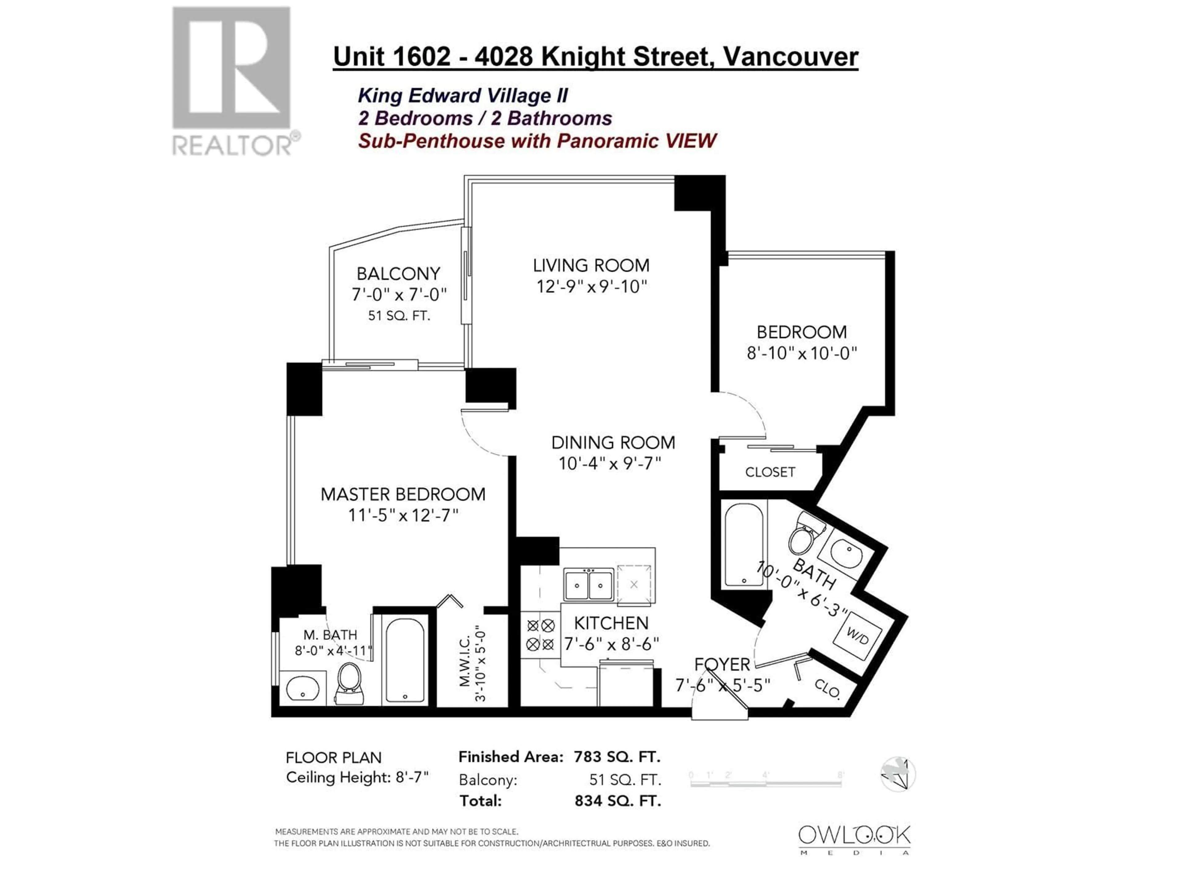 Floor plan for 1602 - 4028 KNIGHT STREET, Vancouver British Columbia V5N5Y8