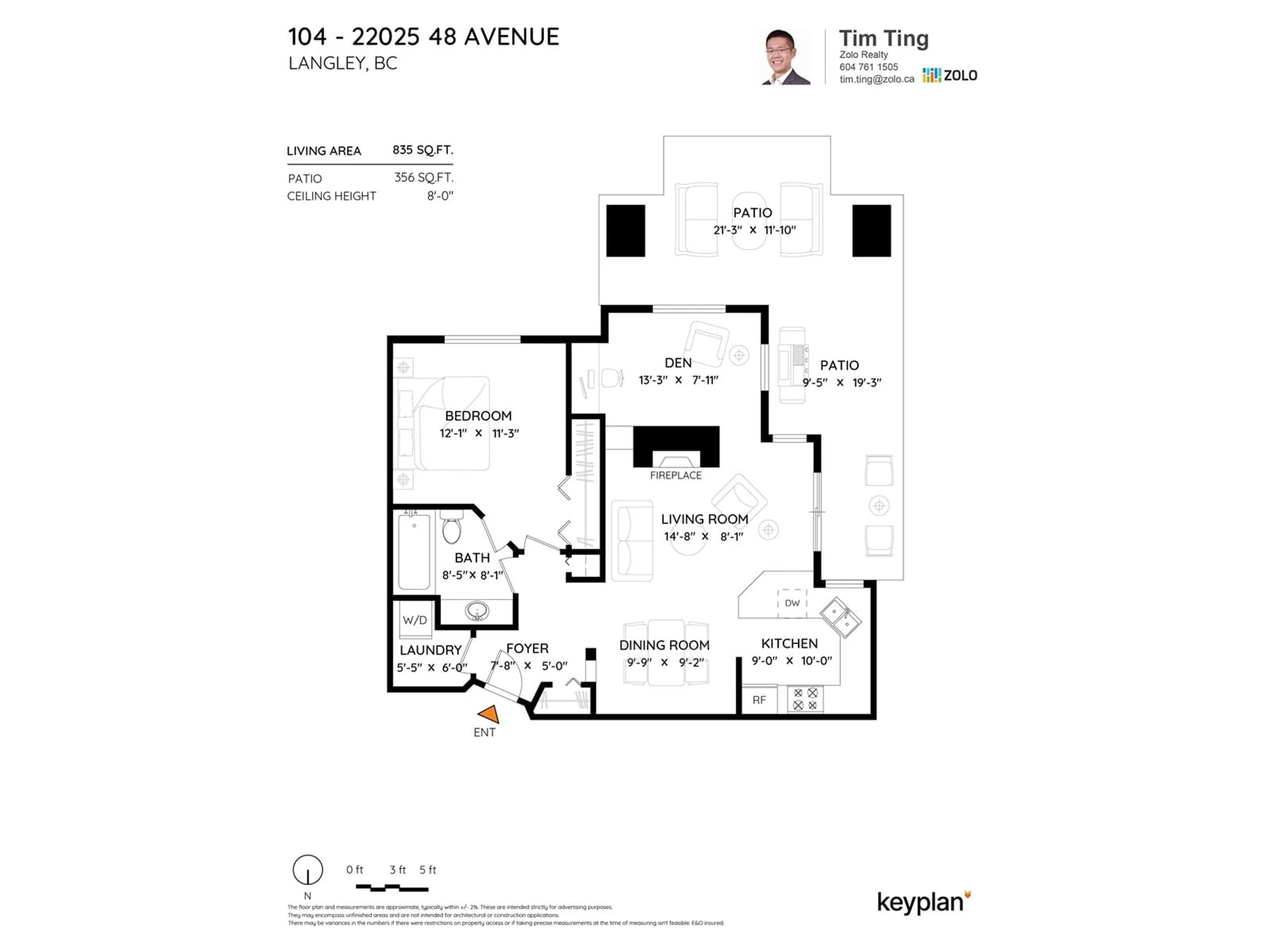 Floor plan for 104 - 22025 48, Langley British Columbia V3A8L2