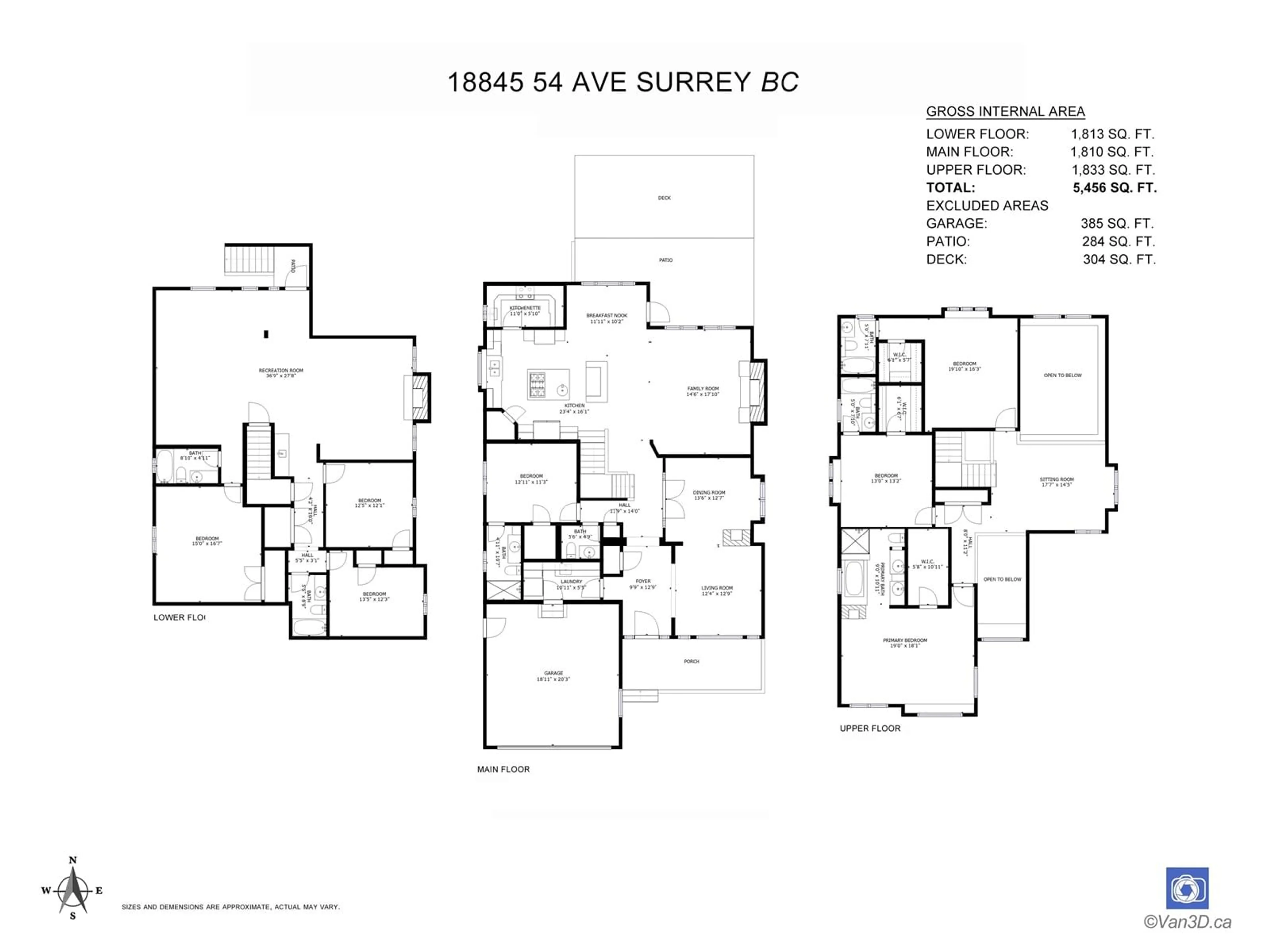 Floor plan for 18845 54, Surrey British Columbia V3S6R4