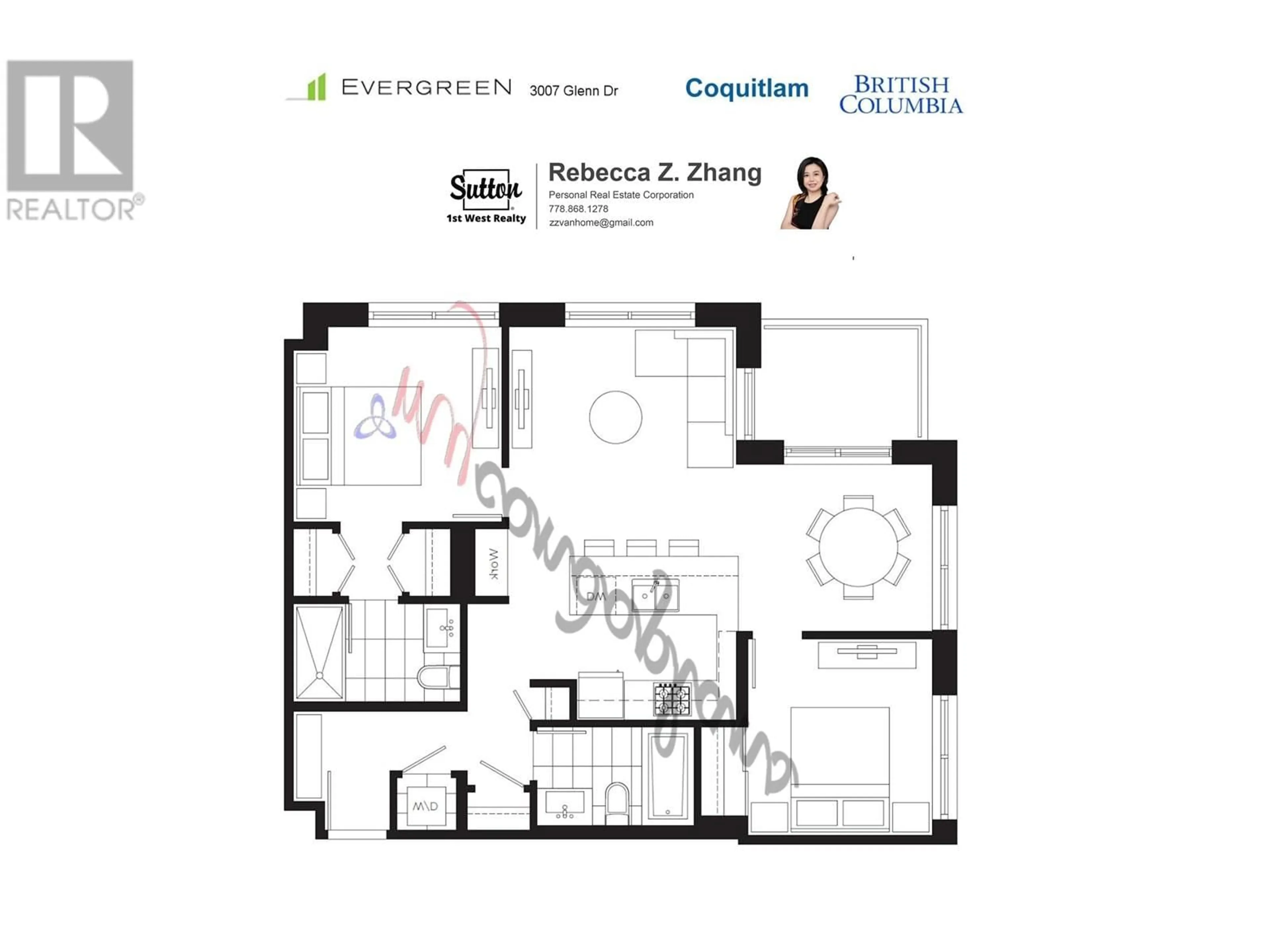 Floor plan for 1107 - 3007 GLEN DRIVE, Coquitlam British Columbia V3B0L8