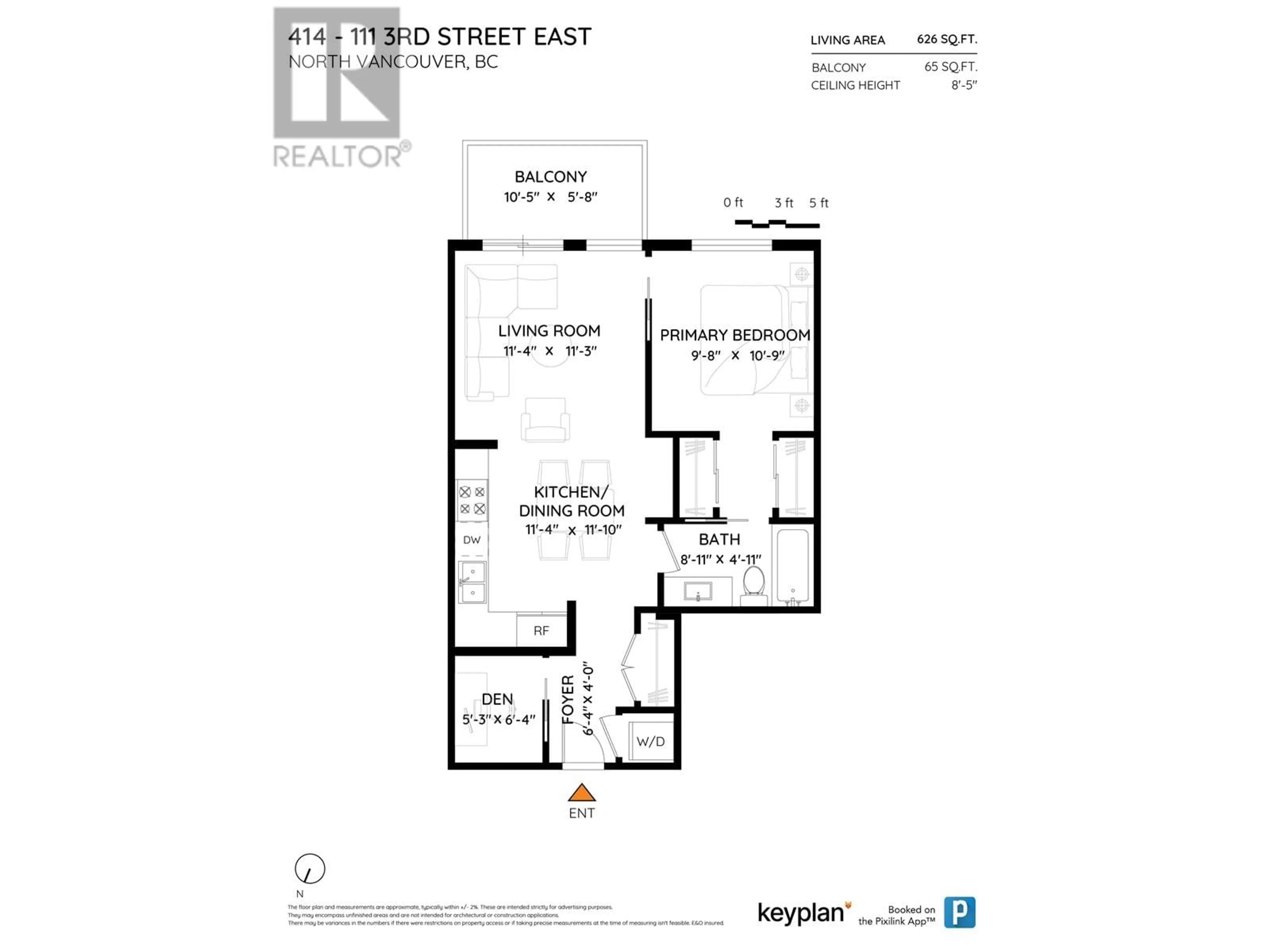 Floor plan for 414 - 111 3RD STREET, North Vancouver British Columbia V7L0C6