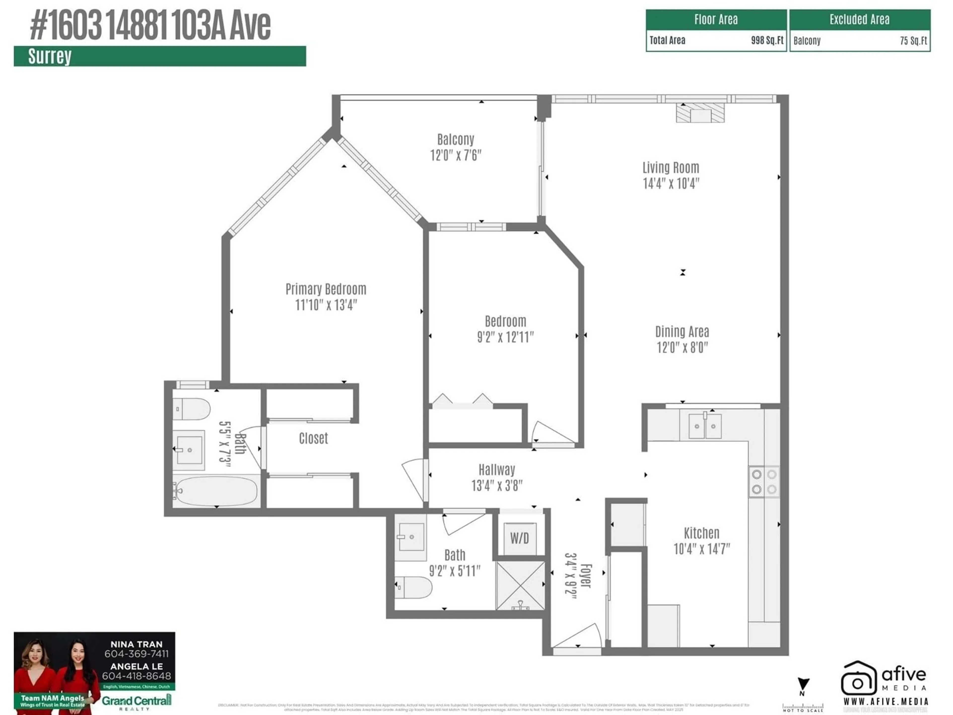 Floor plan for 1603 - 14881 103A, Surrey British Columbia V3R0M5