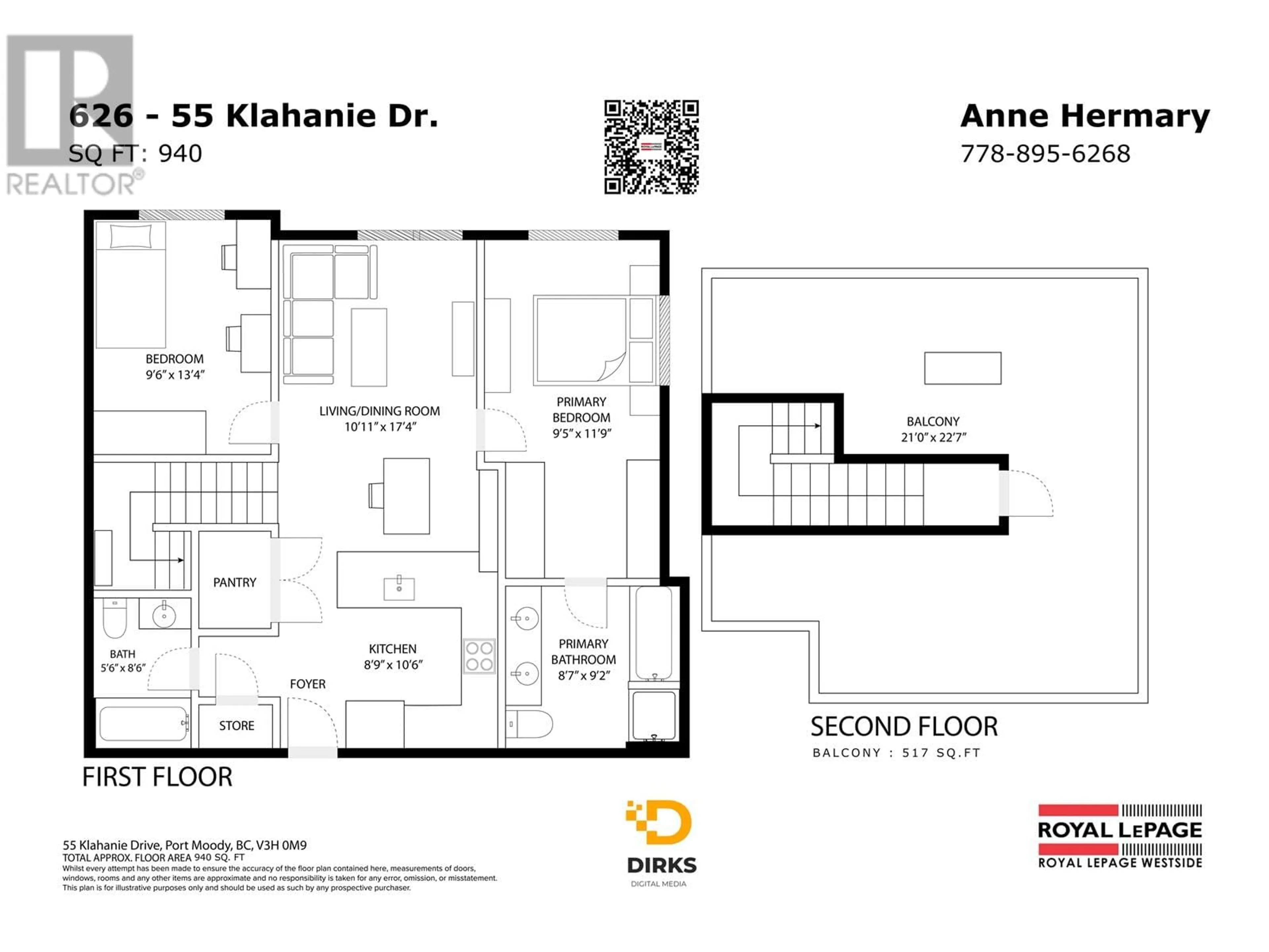 Floor plan for 626 - 55 KLAHANIE DRIVE, Port Moody British Columbia V3H0M9