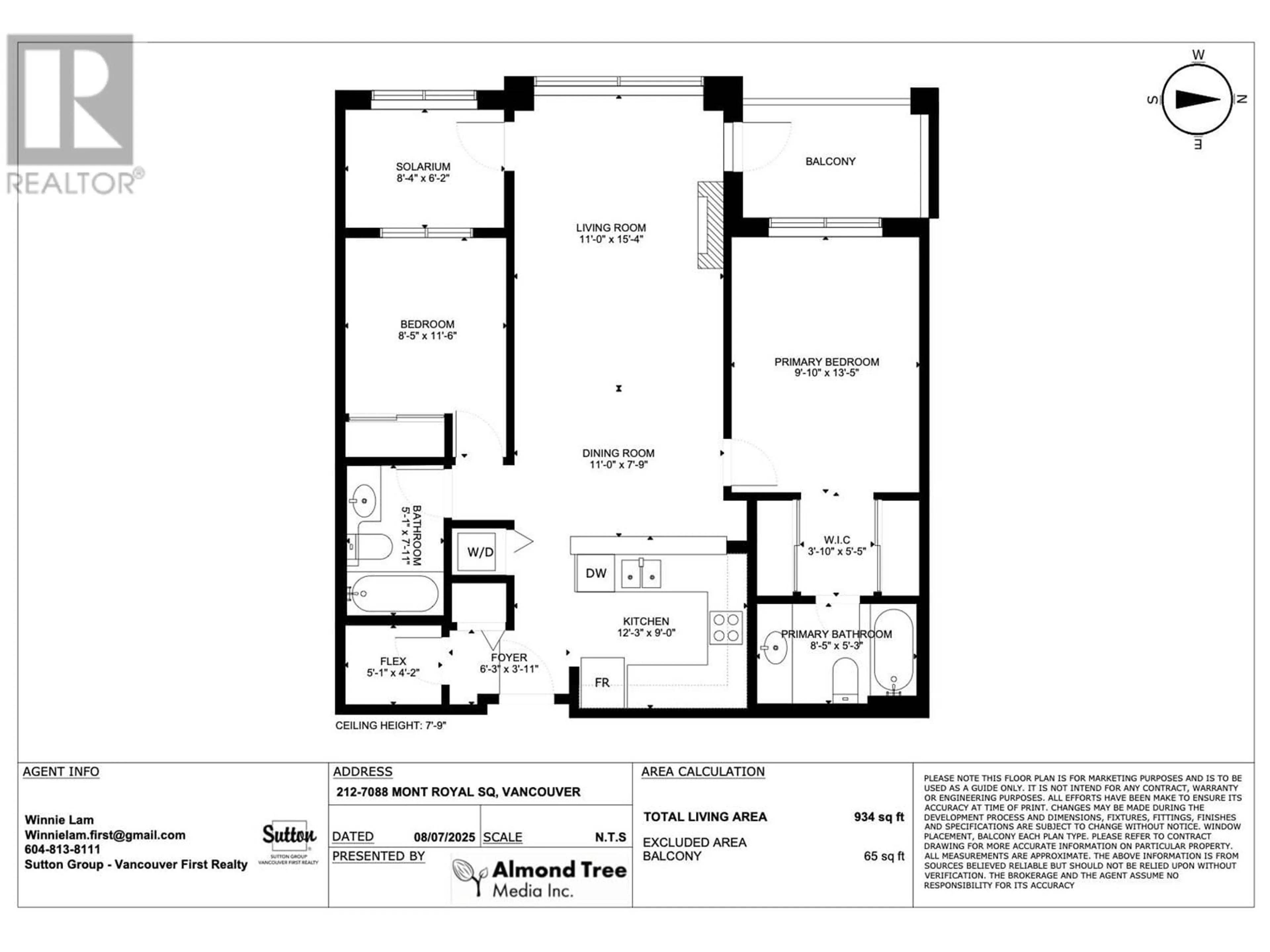 Floor plan for 212 - 7088 MONT ROYAL SQUARE, Vancouver British Columbia V5S4X7