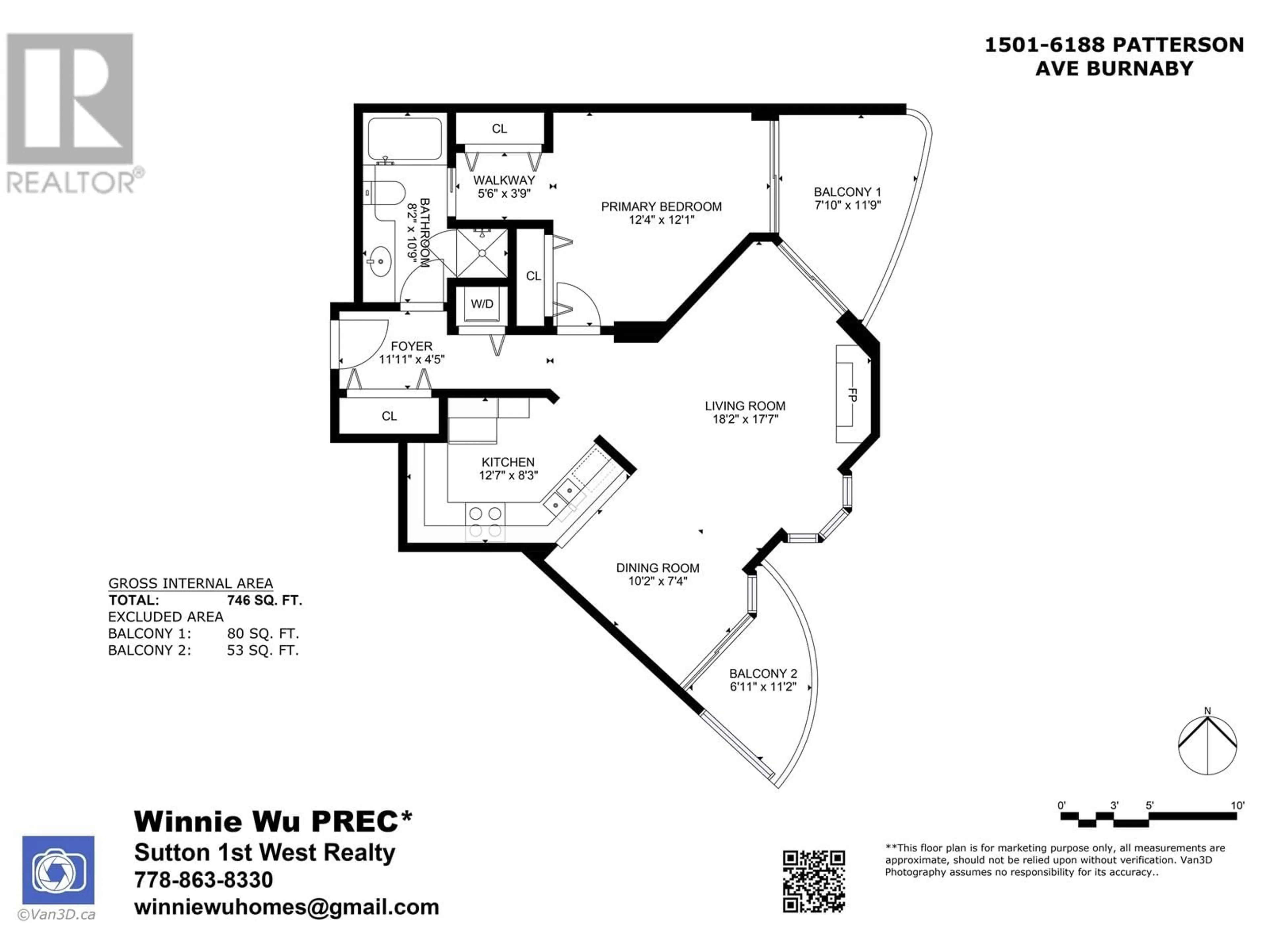 Floor plan for 1501 - 6188 PATTERSON AVENUE, Burnaby British Columbia V5H2N1