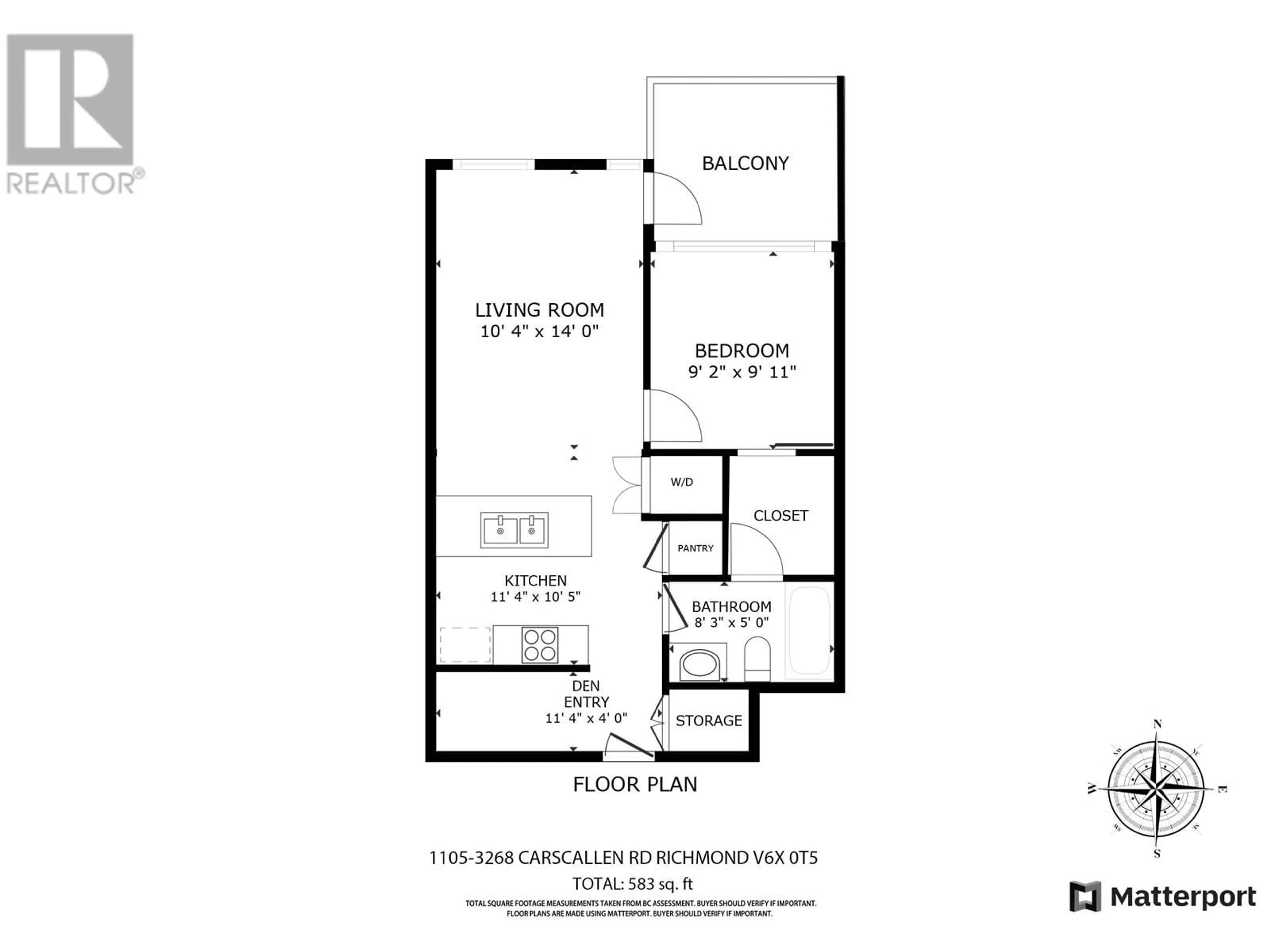 Floor plan for 1105 - 3268 CARSCALLEN ROAD, Richmond British Columbia V6X0T5