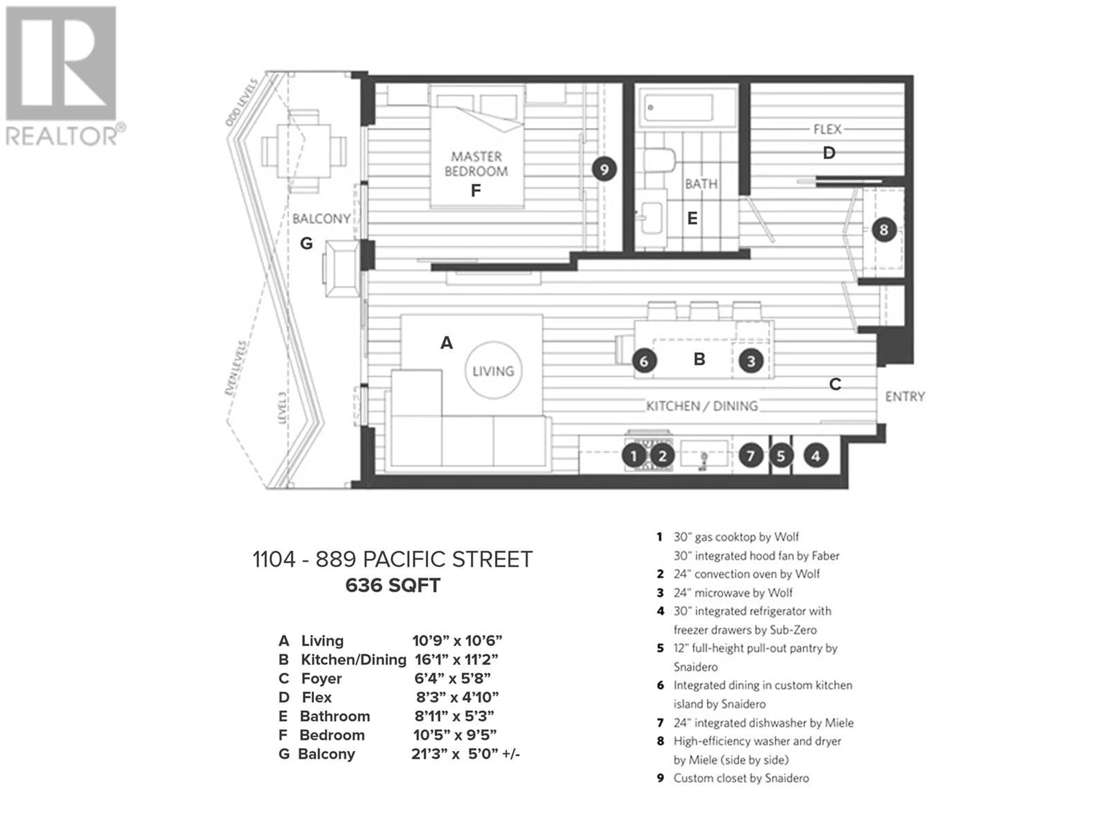 Floor plan for 1104 - 889 PACIFIC STREET, Vancouver British Columbia V6Z1C3