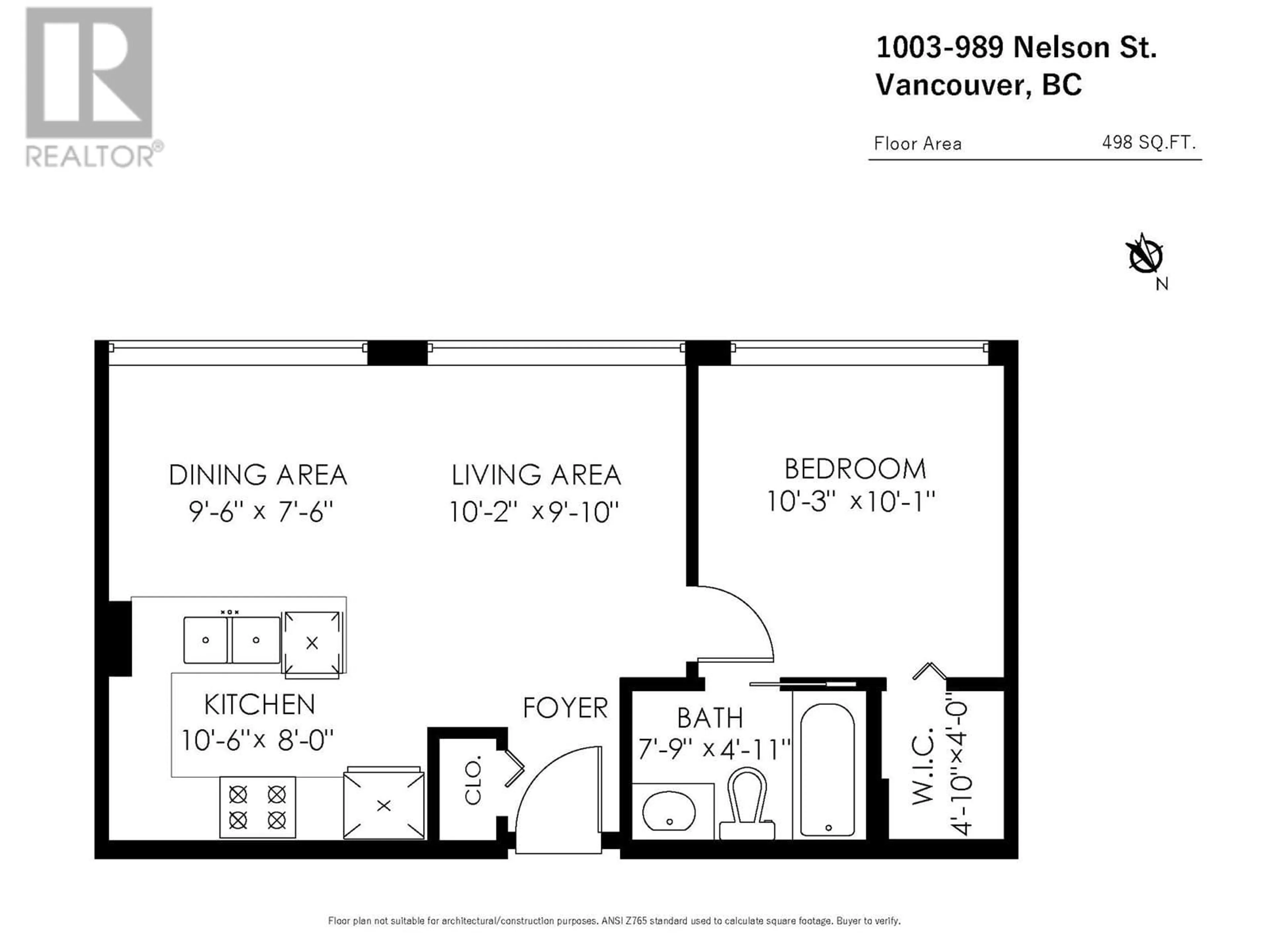 Floor plan for 1003 - 989 NELSON STREET, Vancouver British Columbia V6Z2S1