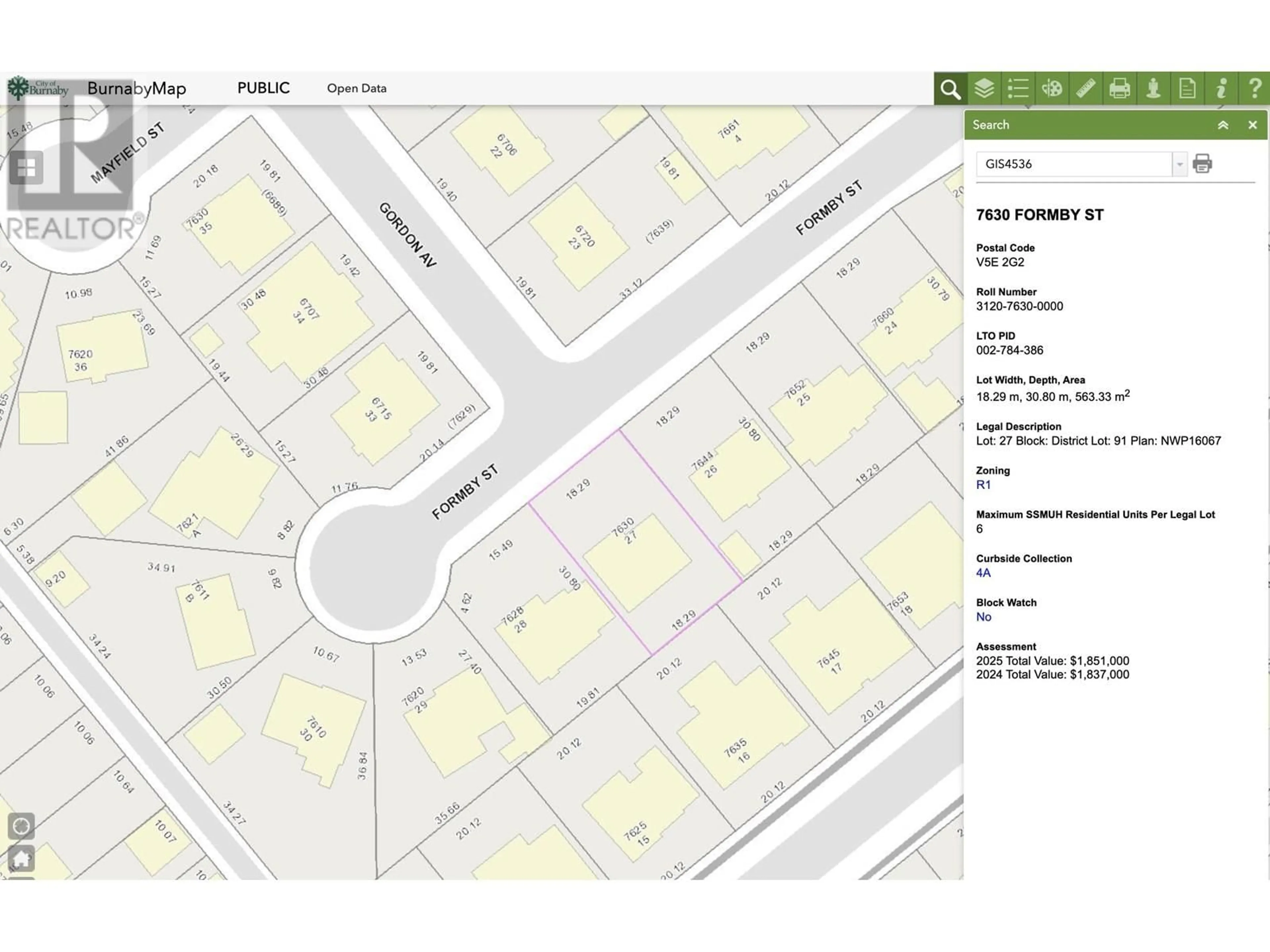 Picture of a map for 7630 FORMBY STREET, Burnaby British Columbia V5E2G2