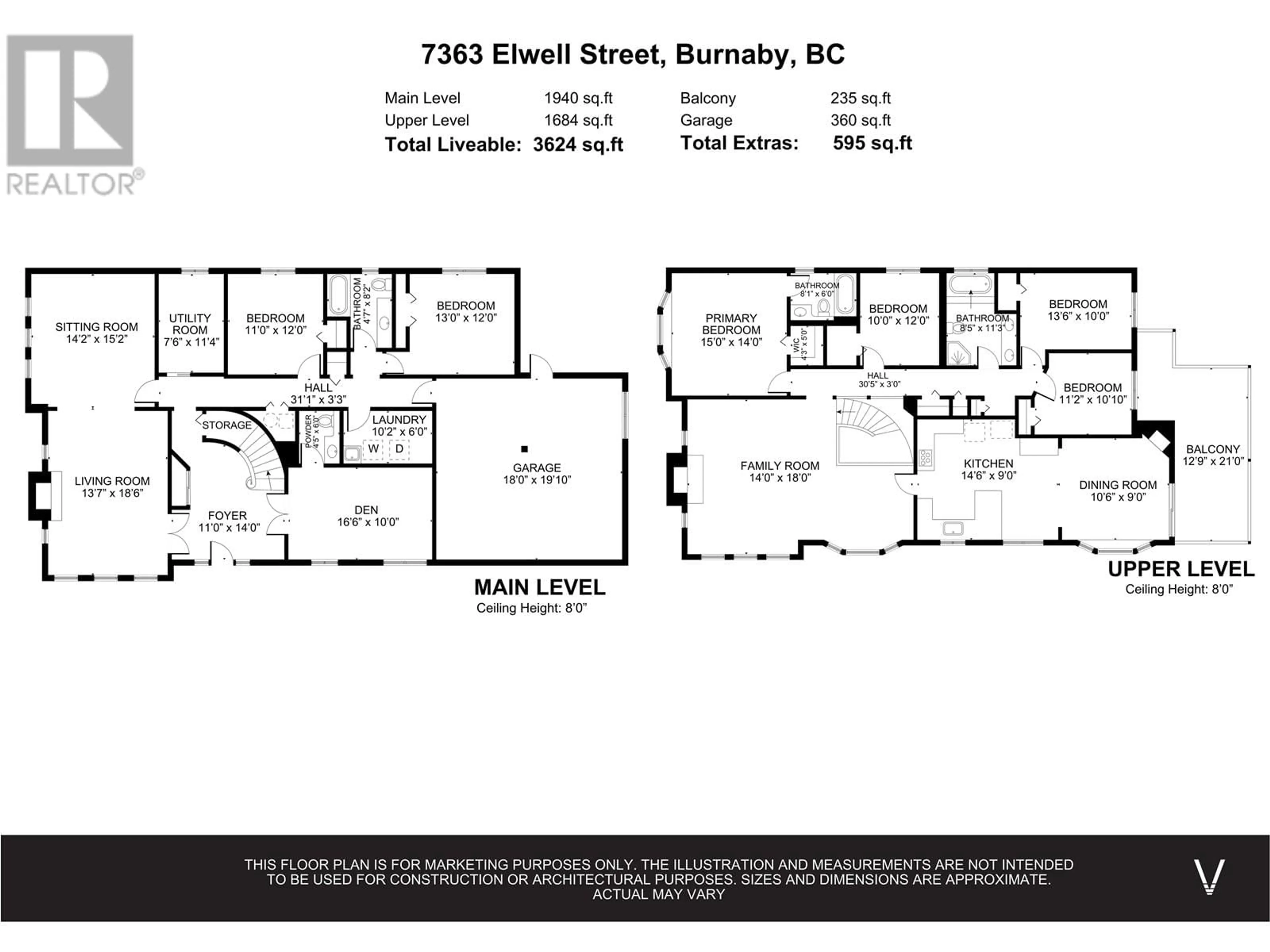 Floor plan for 7363 ELWELL STREET, Burnaby British Columbia V5E1L1