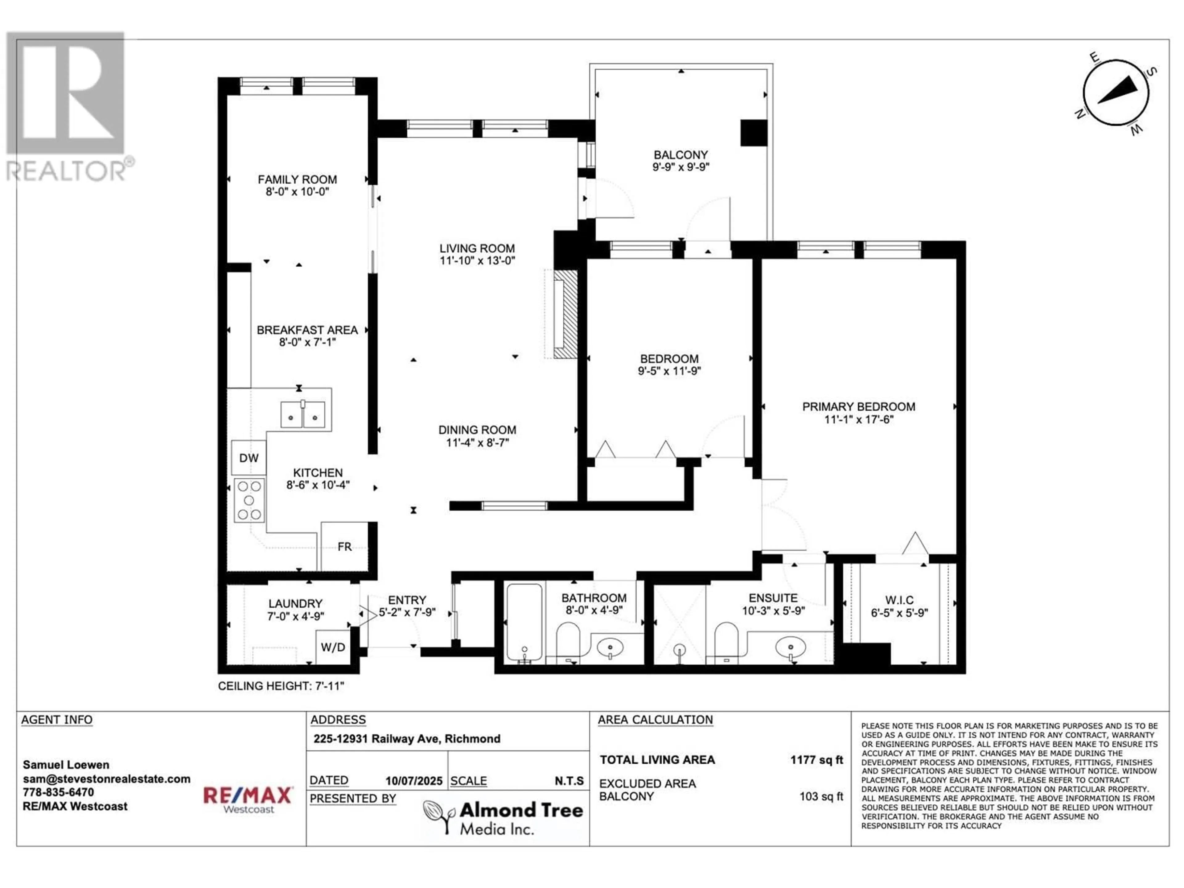 Floor plan for 225 - 12931 RAILWAY AVENUE, Richmond British Columbia V7E6M5