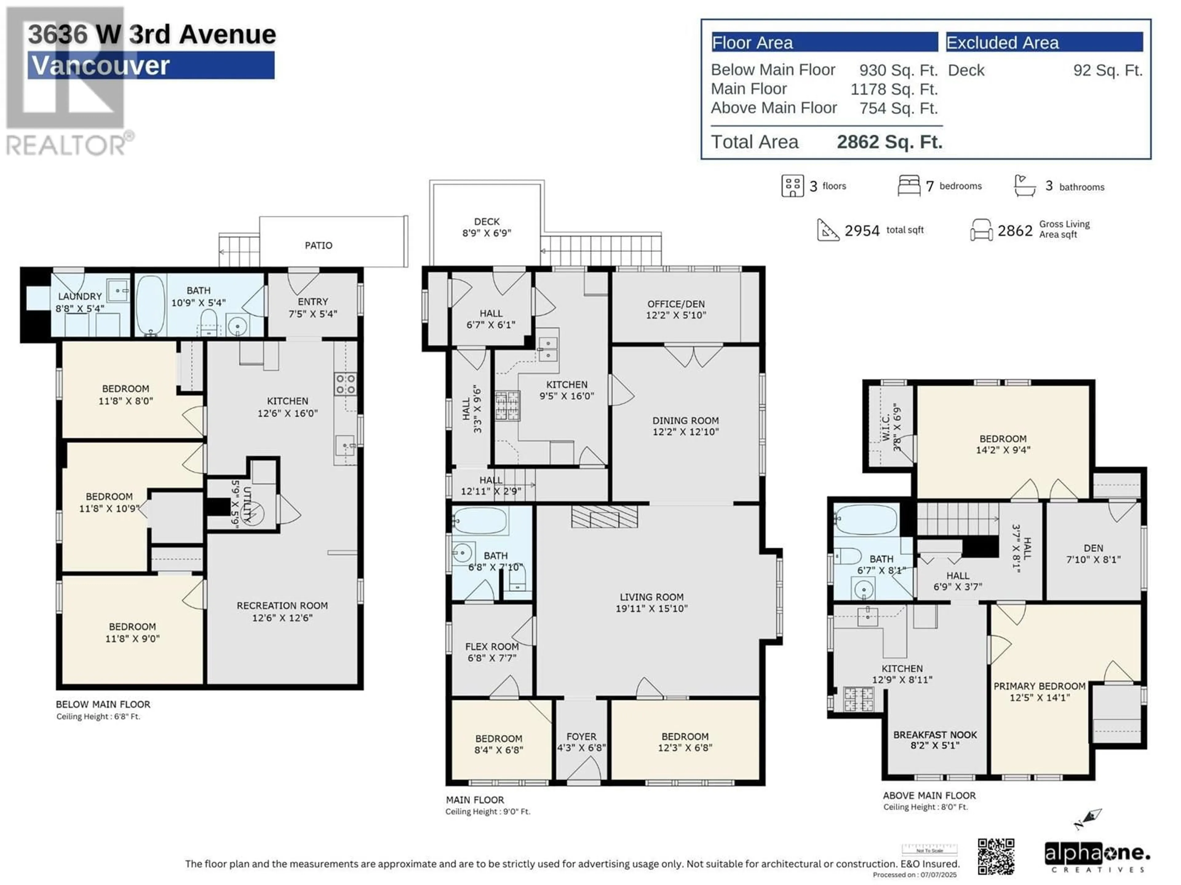 Floor plan for 3636 3RD AVENUE, Vancouver British Columbia V6R1L9