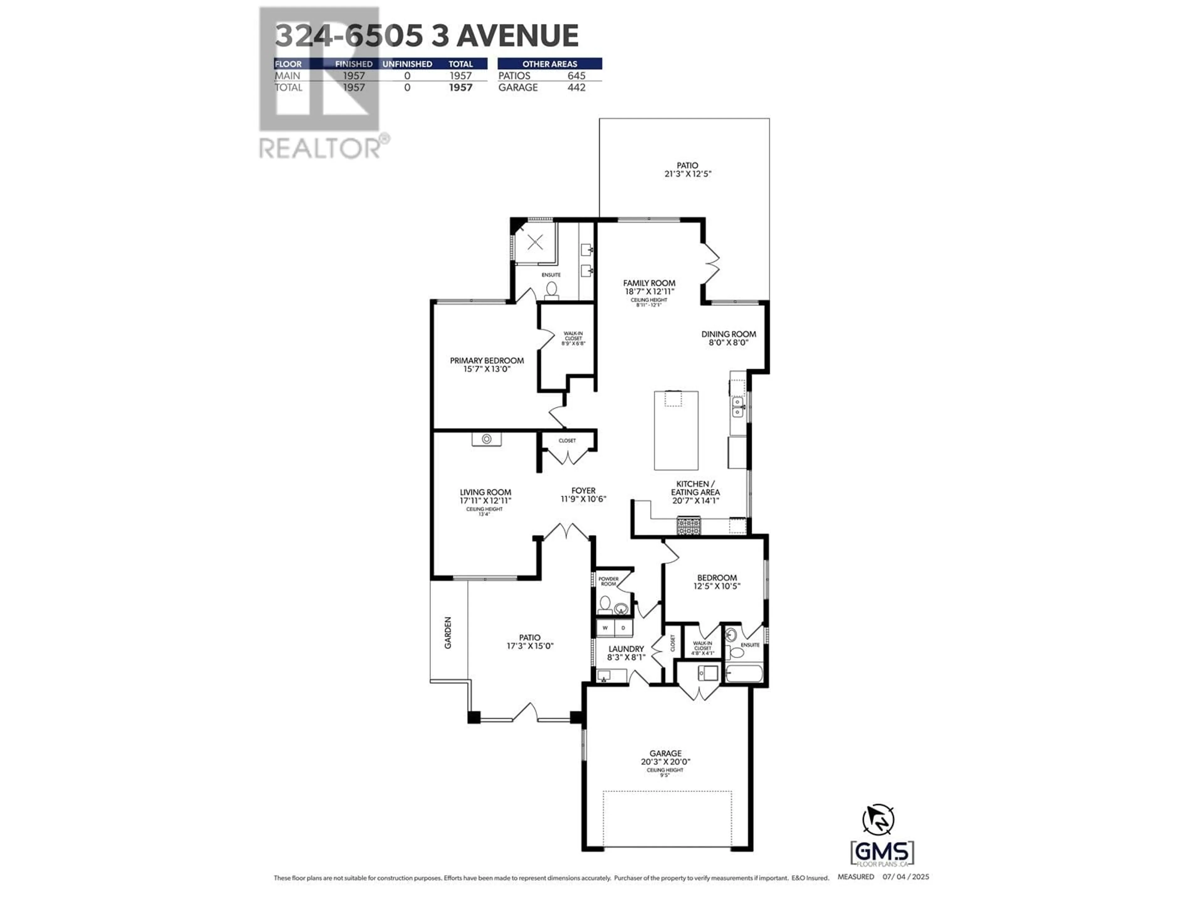 Floor plan for 324 - 6505 3 AVENUE, Delta British Columbia V4L2N1
