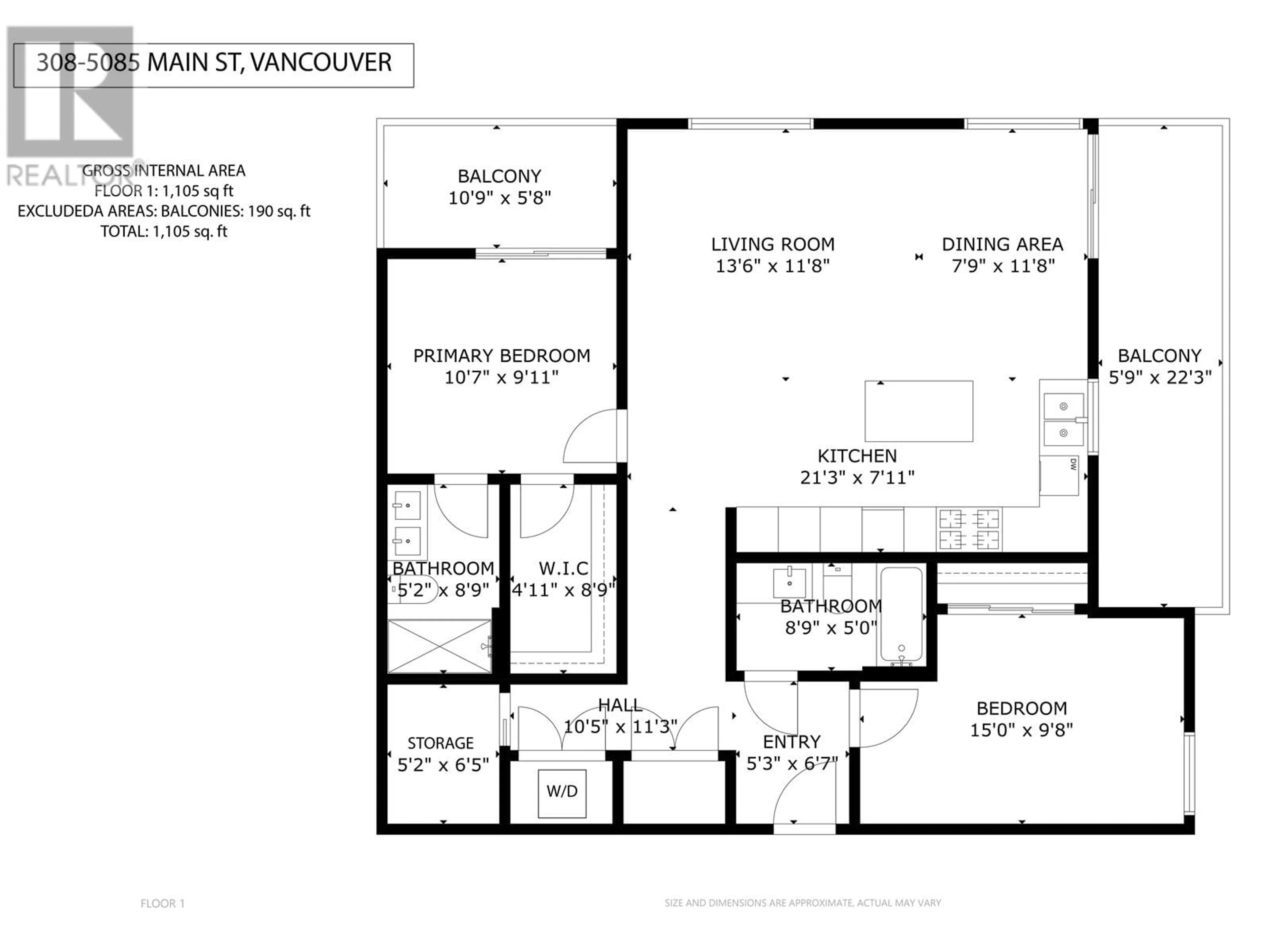 Floor plan for 308 - 5085 MAIN STREET, Vancouver British Columbia V5W2R2