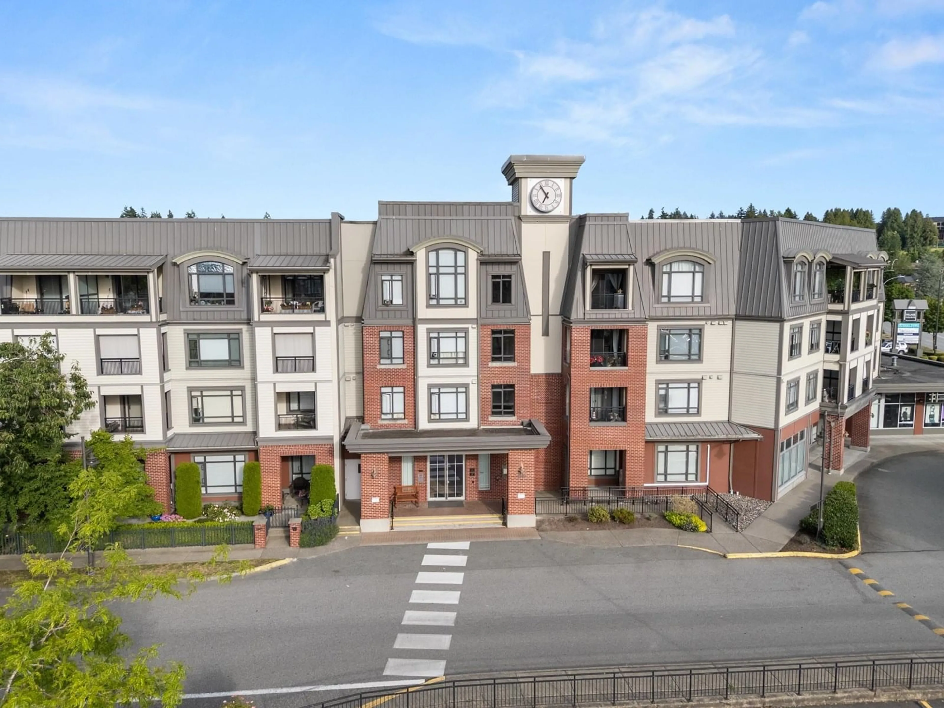 A pic from outside/outdoor area/front of a property/back of a property/a pic from drone, city buildings view from balcony for 220 - 8880 202, Langley British Columbia V1M4E7