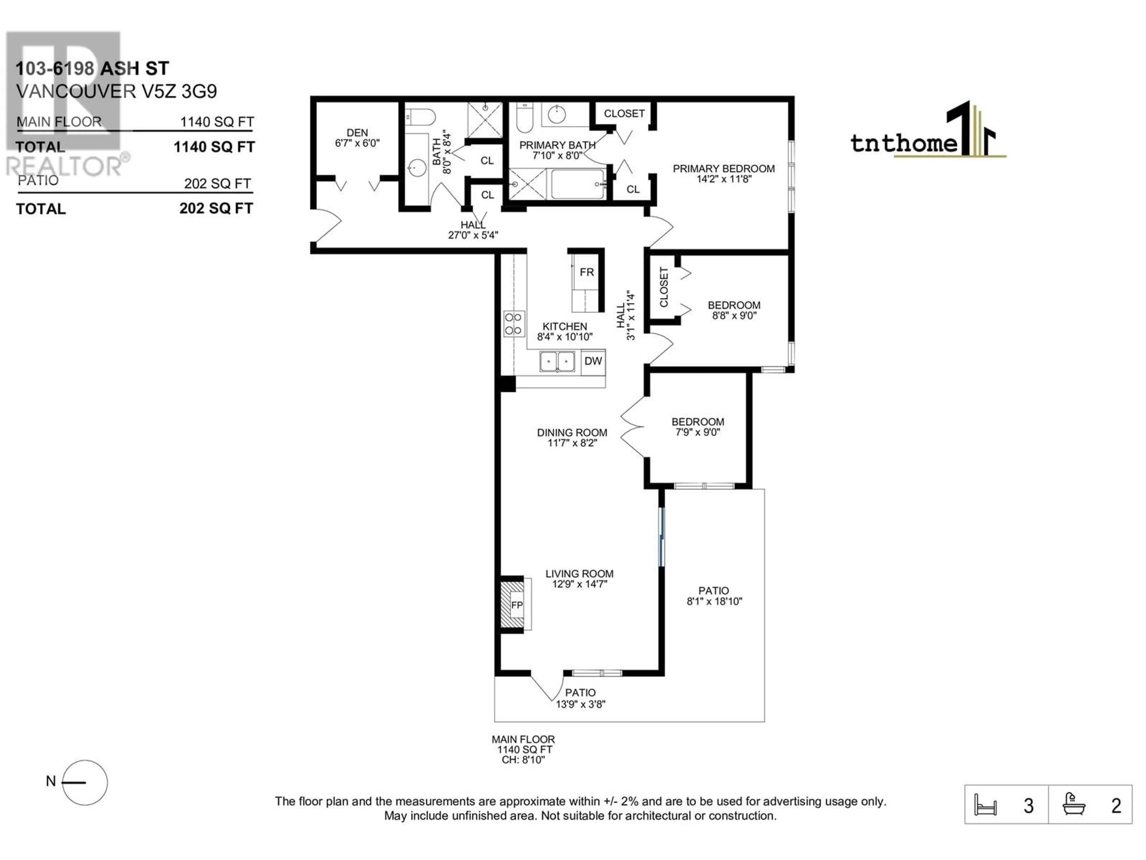 Floor plan for 103 - 6198 ASH STREET, Vancouver British Columbia V5Z3G9