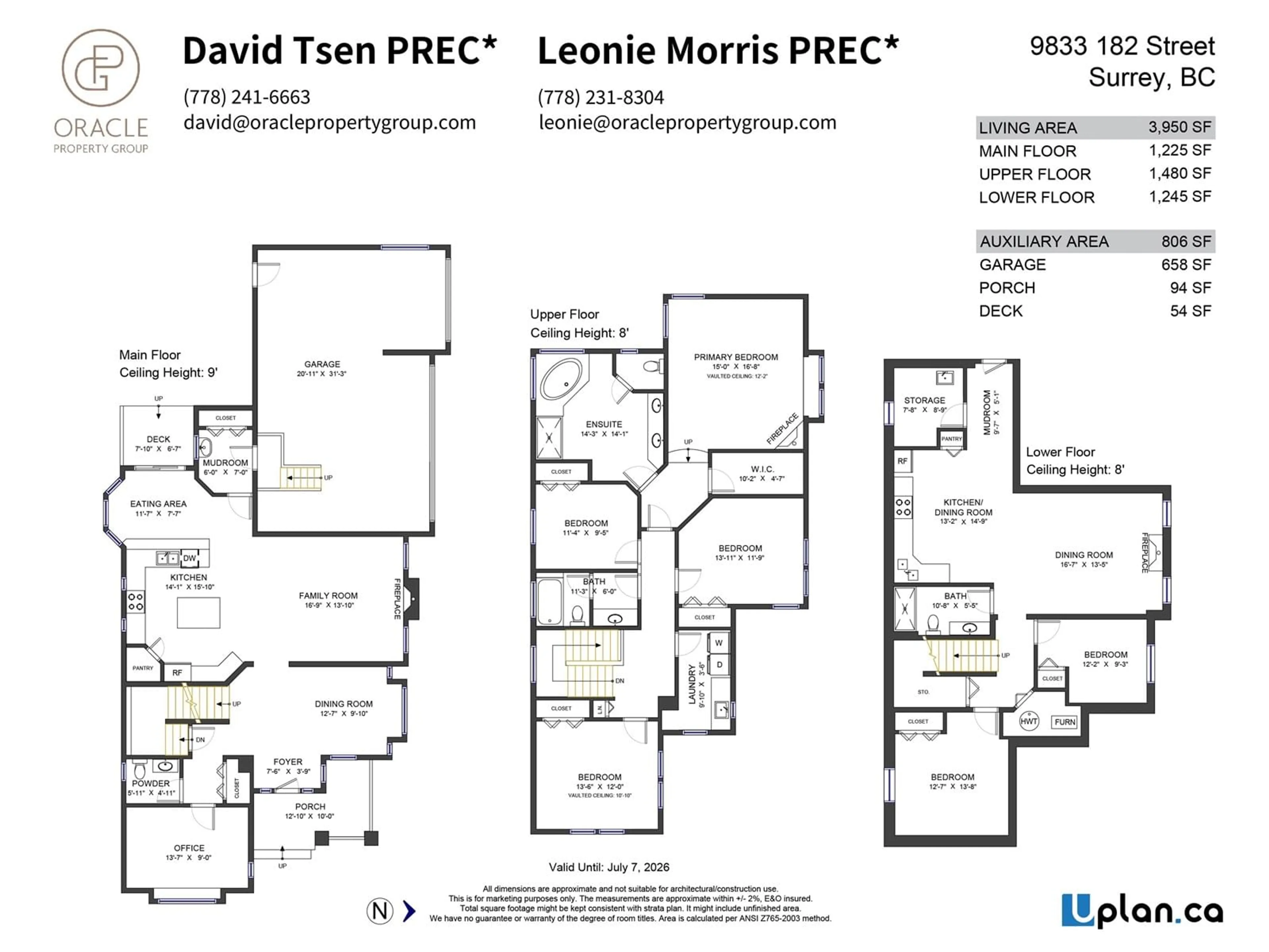 Floor plan for 9833 182, Surrey British Columbia V4N5A9