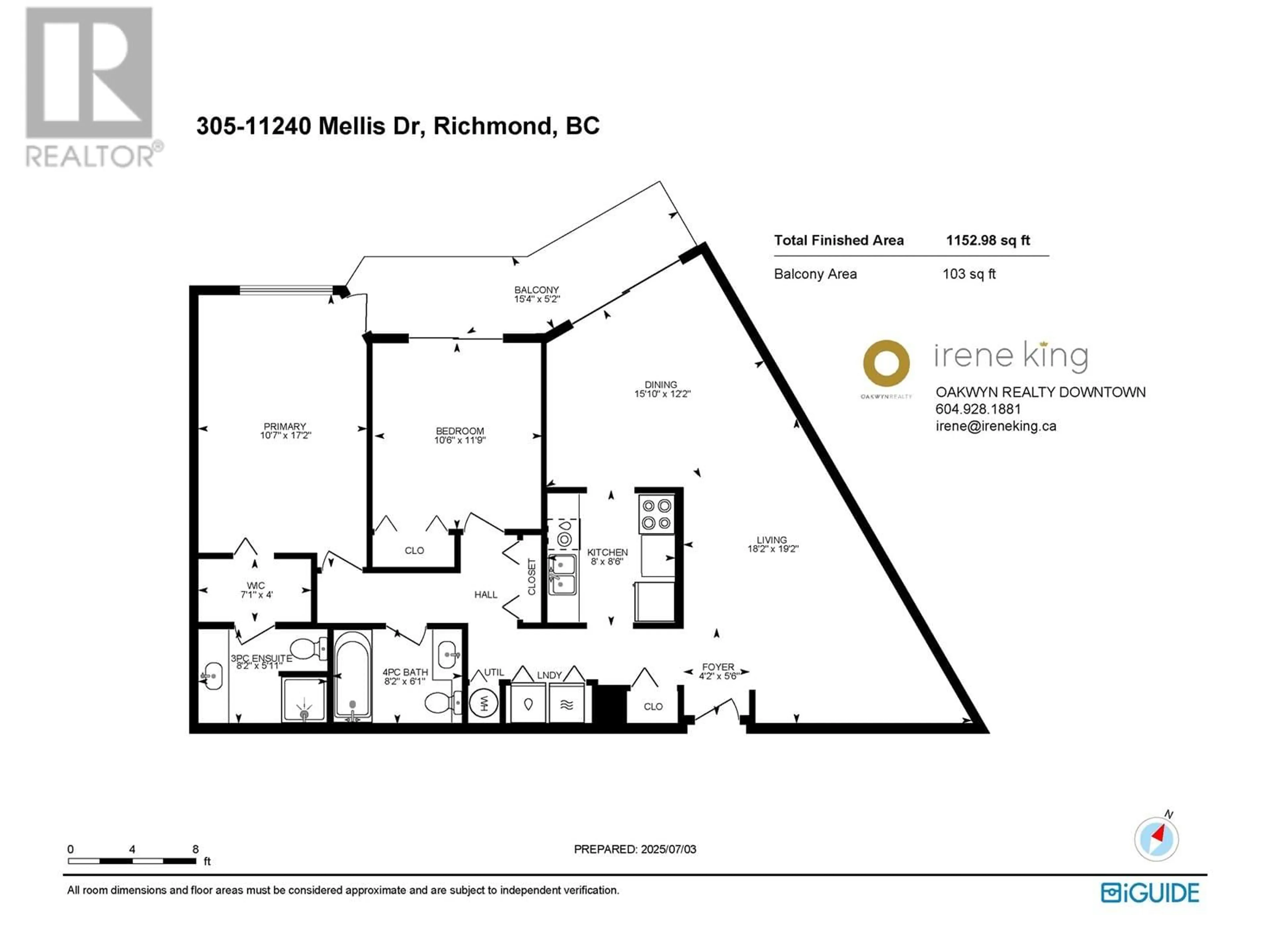 Floor plan for 305 - 11240 MELLIS DRIVE, Richmond British Columbia V6X1L7