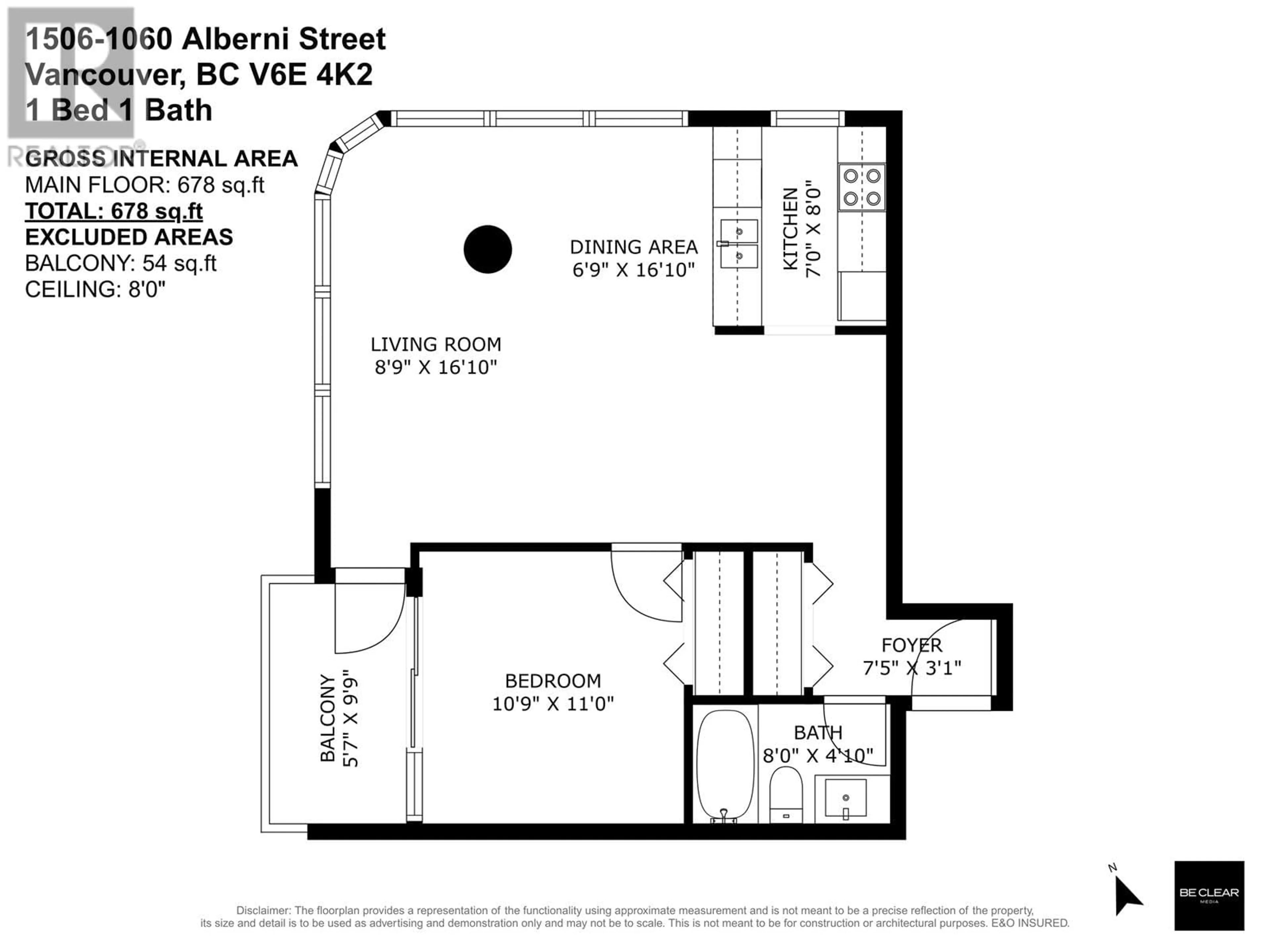 Floor plan for 1506 - 1060 ALBERNI STREET, Vancouver British Columbia V6E4K2