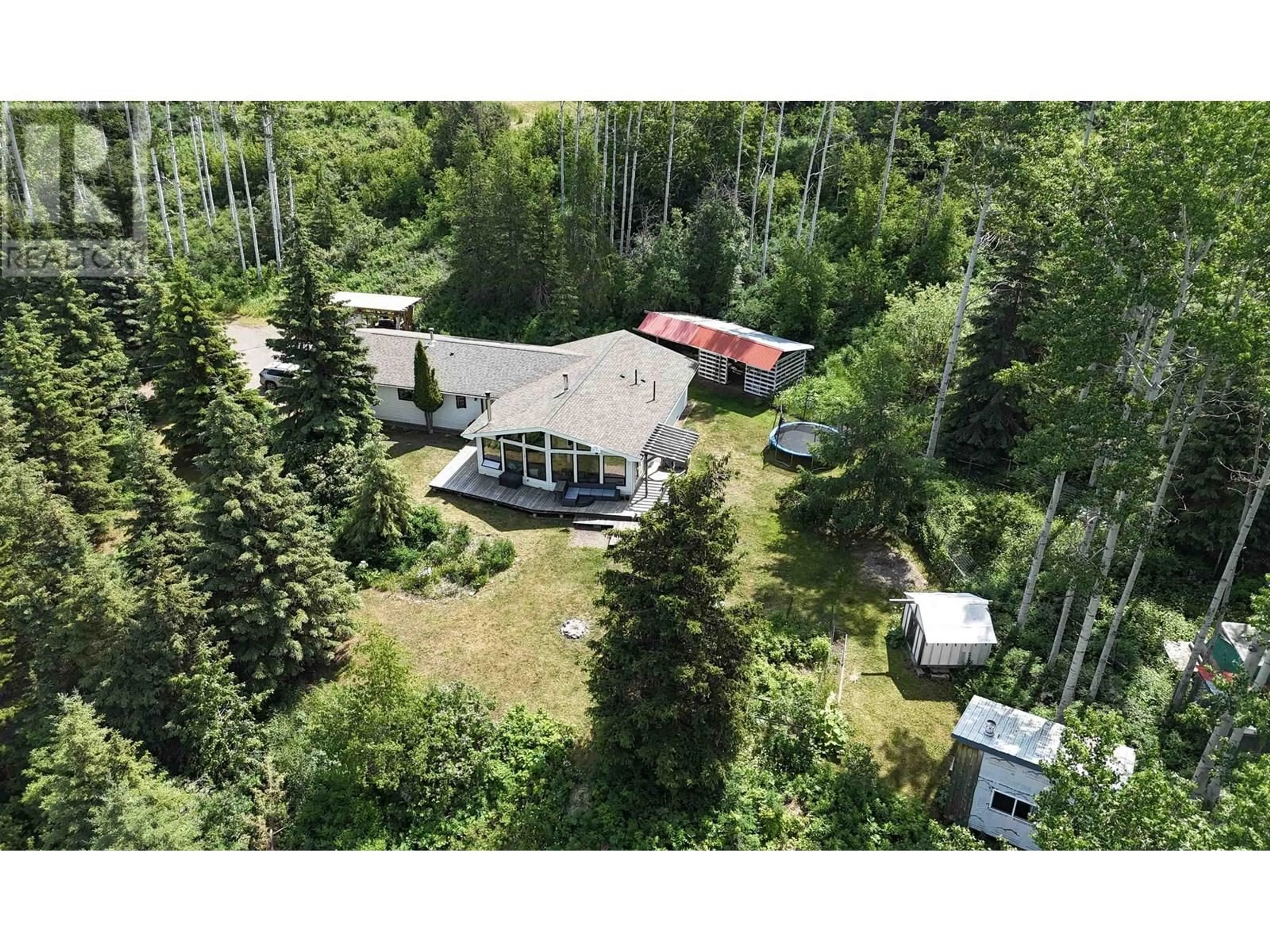 A pic from outside/outdoor area/front of a property/back of a property/a pic from drone, forest/trees view for 9199 BLUFF ROAD, Telkwa British Columbia V0J2X1