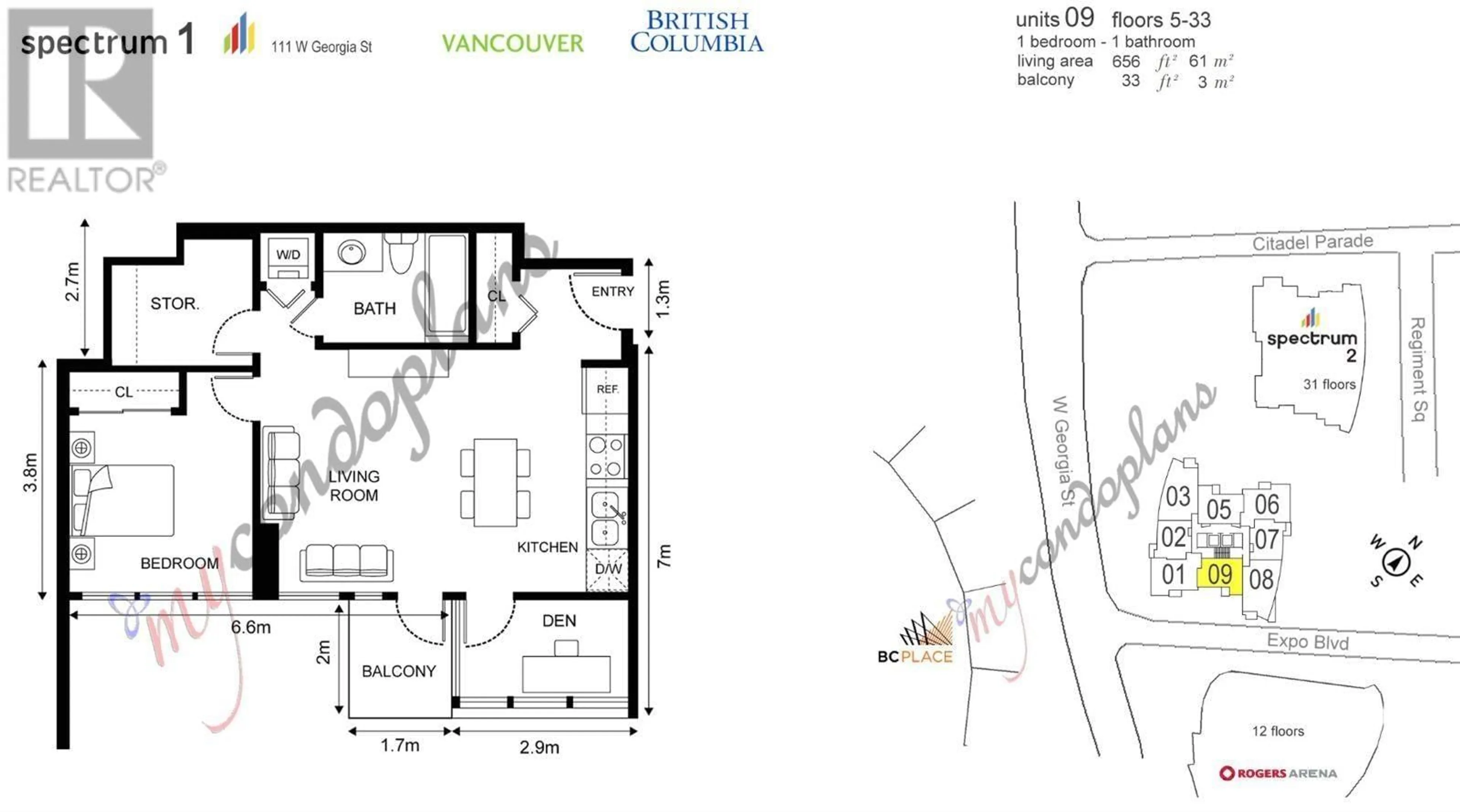 Floor plan for 509 - 111 GEORGIA STREET, Vancouver British Columbia V6B1T8