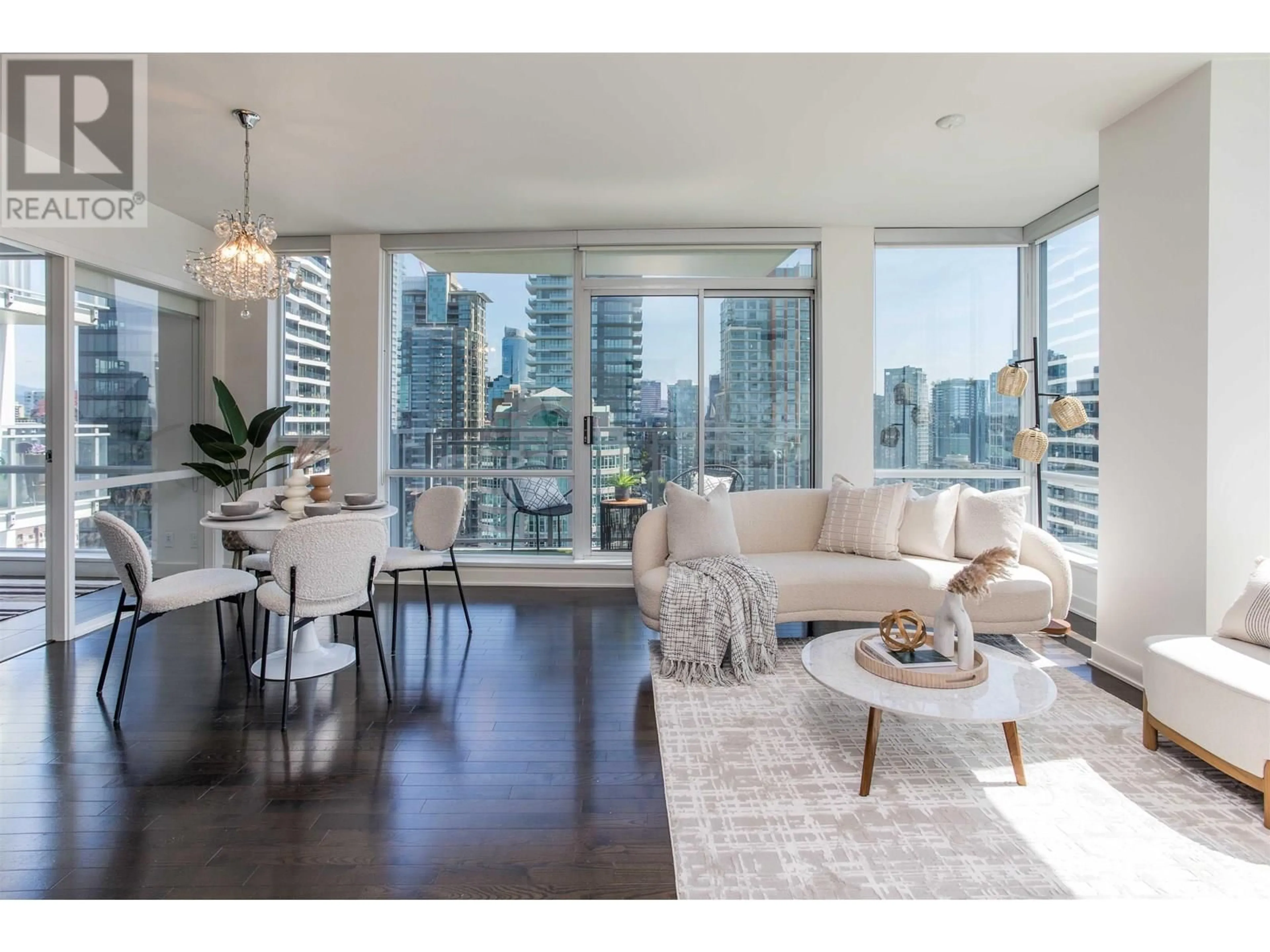 Living room with furniture, wood/laminate floor for 2202 - 1455 HOWE STREET, Vancouver British Columbia V6Z1C2