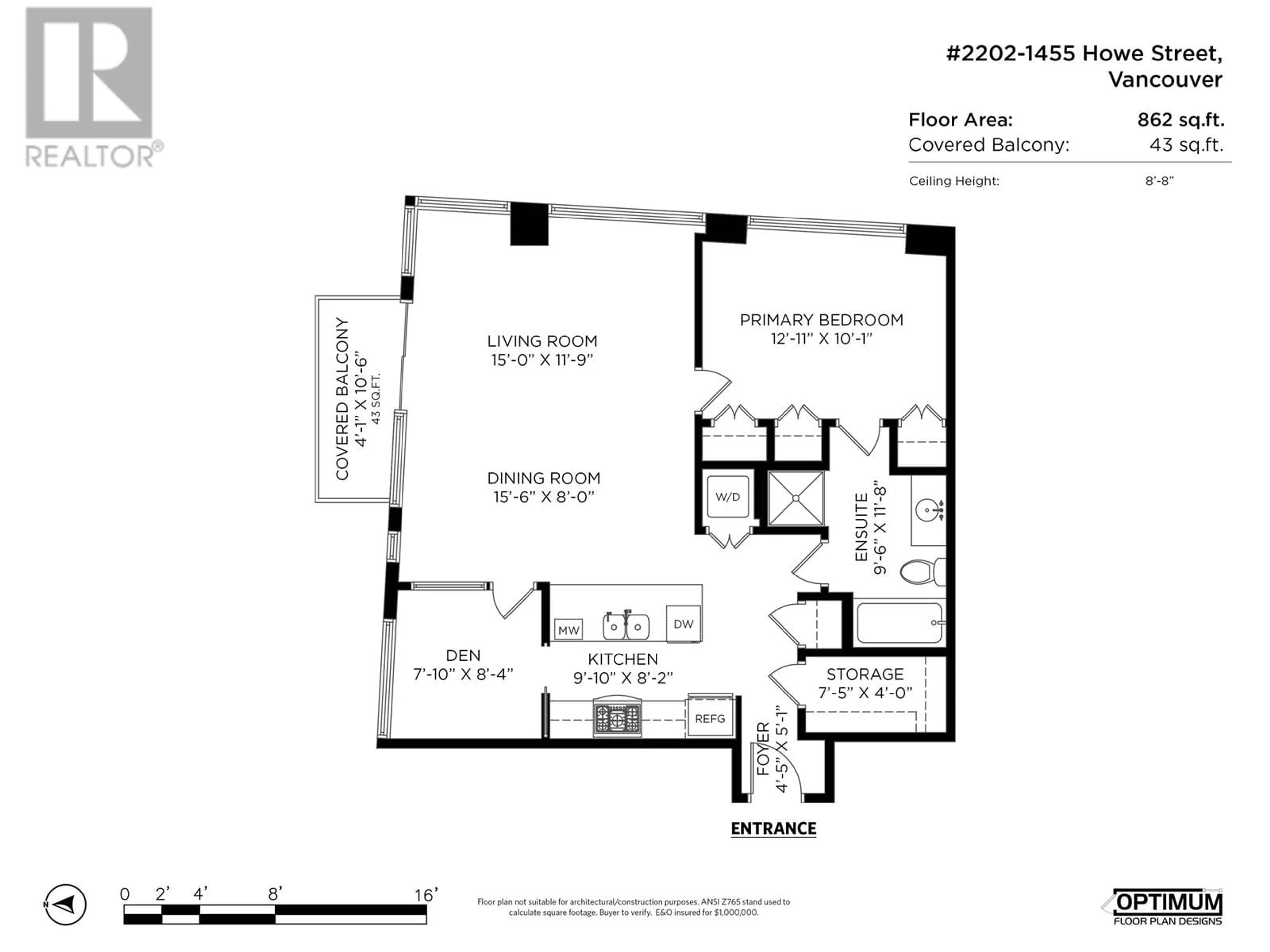 Floor plan for 2202 - 1455 HOWE STREET, Vancouver British Columbia V6Z1C2